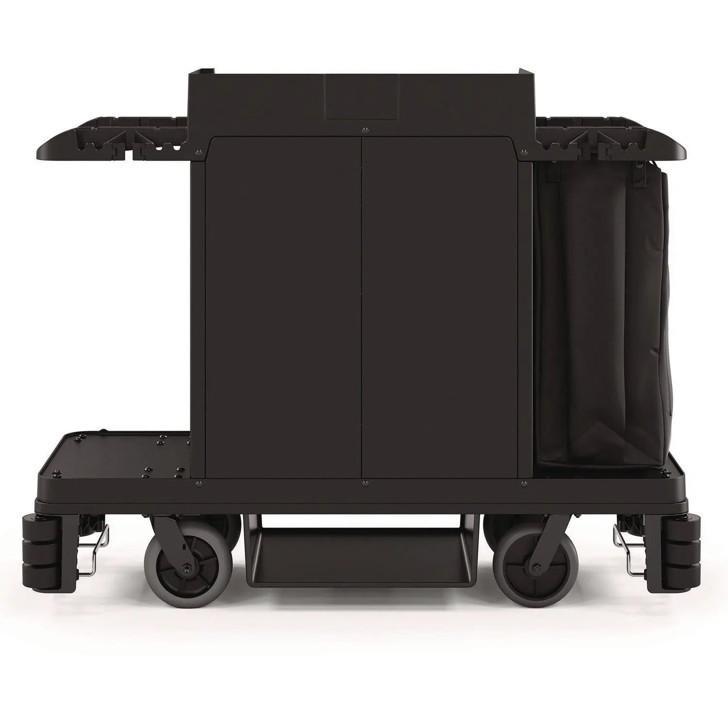 Premium Housekeeping Cart, Plastic, 1 Shelf, 24" x 62.13" x 49.75", Black Suncast Commercial® Flipcost