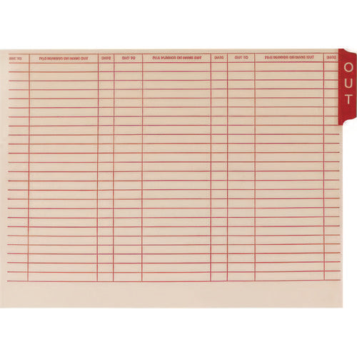 Medical Arts Press® End Tab Out Cards, 12.25 x 9.5, Manila/Red, 100/Box