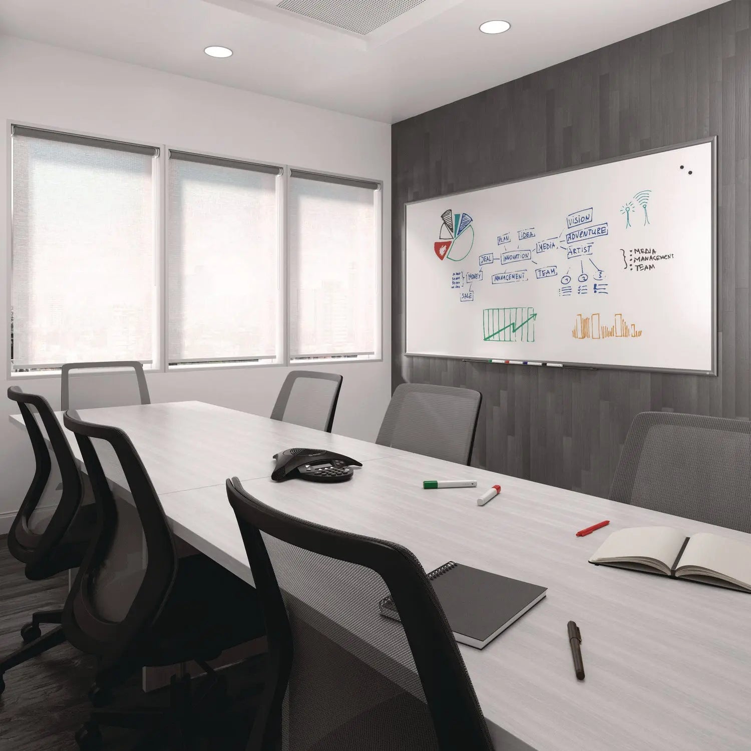 Magnetic Porcelain Dry Erase Board, 96" x 48", White Surface, Gray/Natural Aluminum Frame TRU RED™ Flipcost