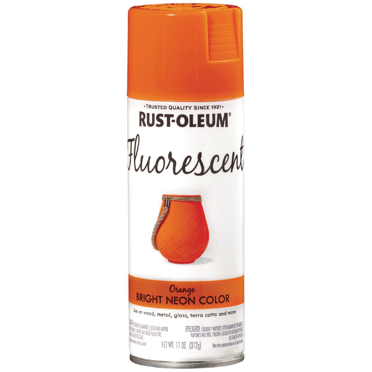 Rust-Oleum® Specialty Fluorescent Spray Paint, Flat Fluorescent Orange, 11 oz Aerosol Can, 6/Carton