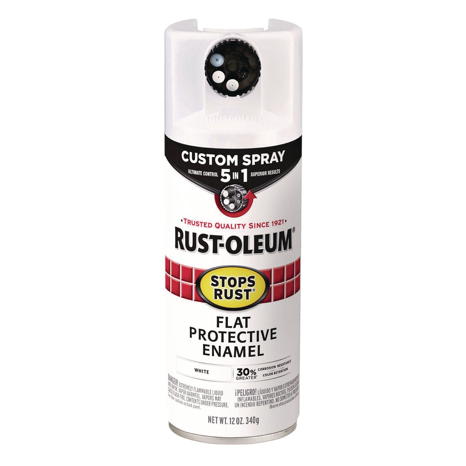 Rust-Oleum® Stops Rust 5-in-1 Spray Paint, Flat White, 12 oz Aerosol Can, 6/Carton