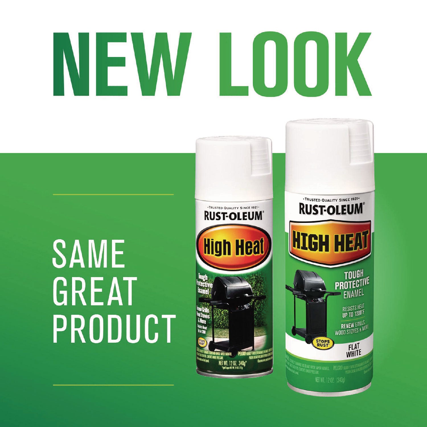 Rust-Oleum® High Heat Enamel Spray Paint, Flat White, 12 oz Aerosol Can, 6/Carton