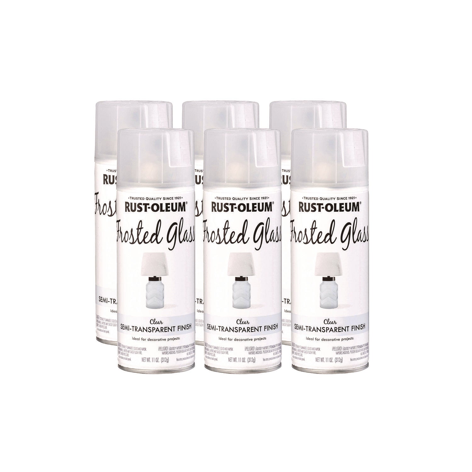 Rust-Oleum® Specialty Frosted Glass Spray Paint, Matte Clear, 11 oz Aerosol Can, 6/Carton