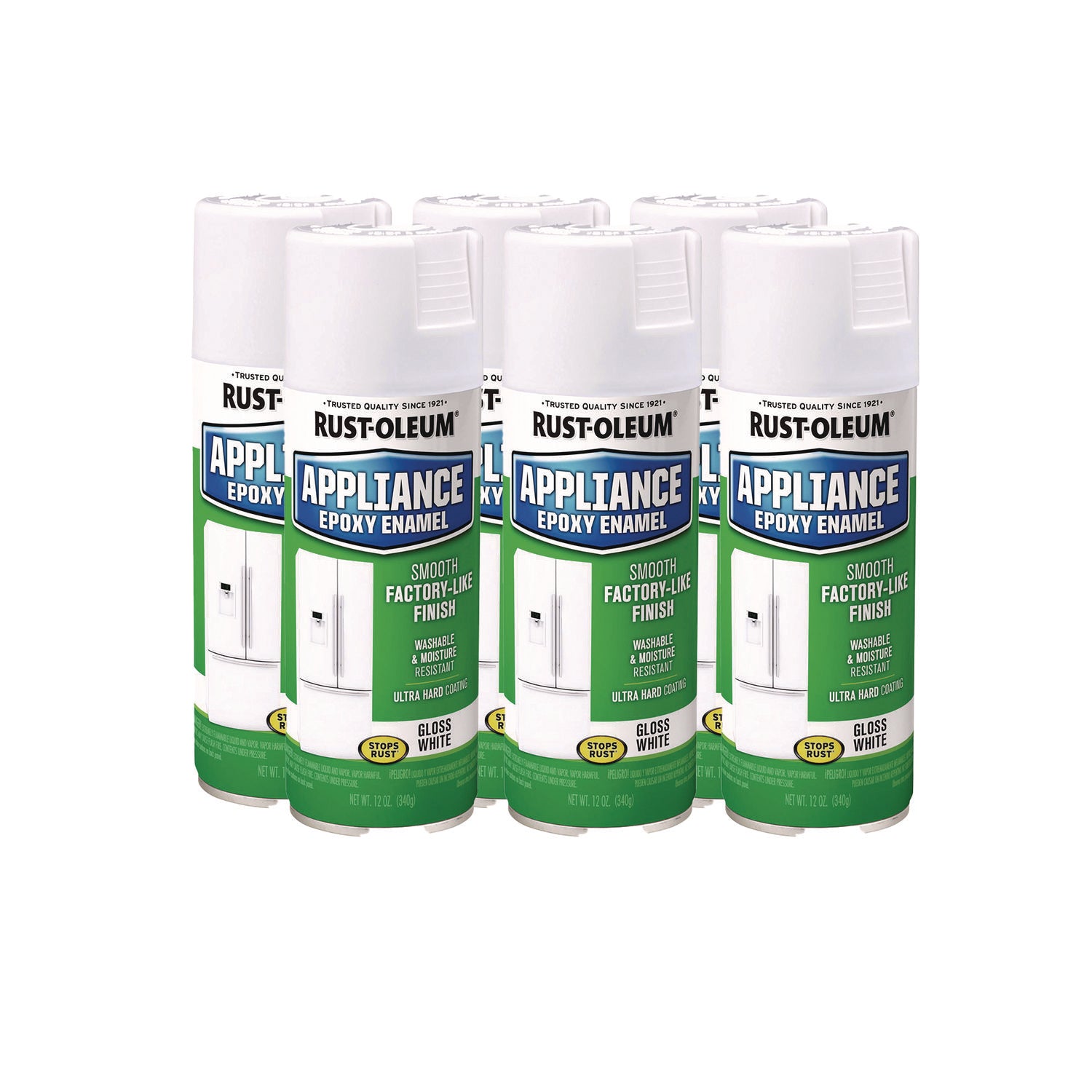 Rust-Oleum® Specialty Appliance Epoxy Spray Paint, Gloss White, 12 oz Aerosol Can, 6/Carton