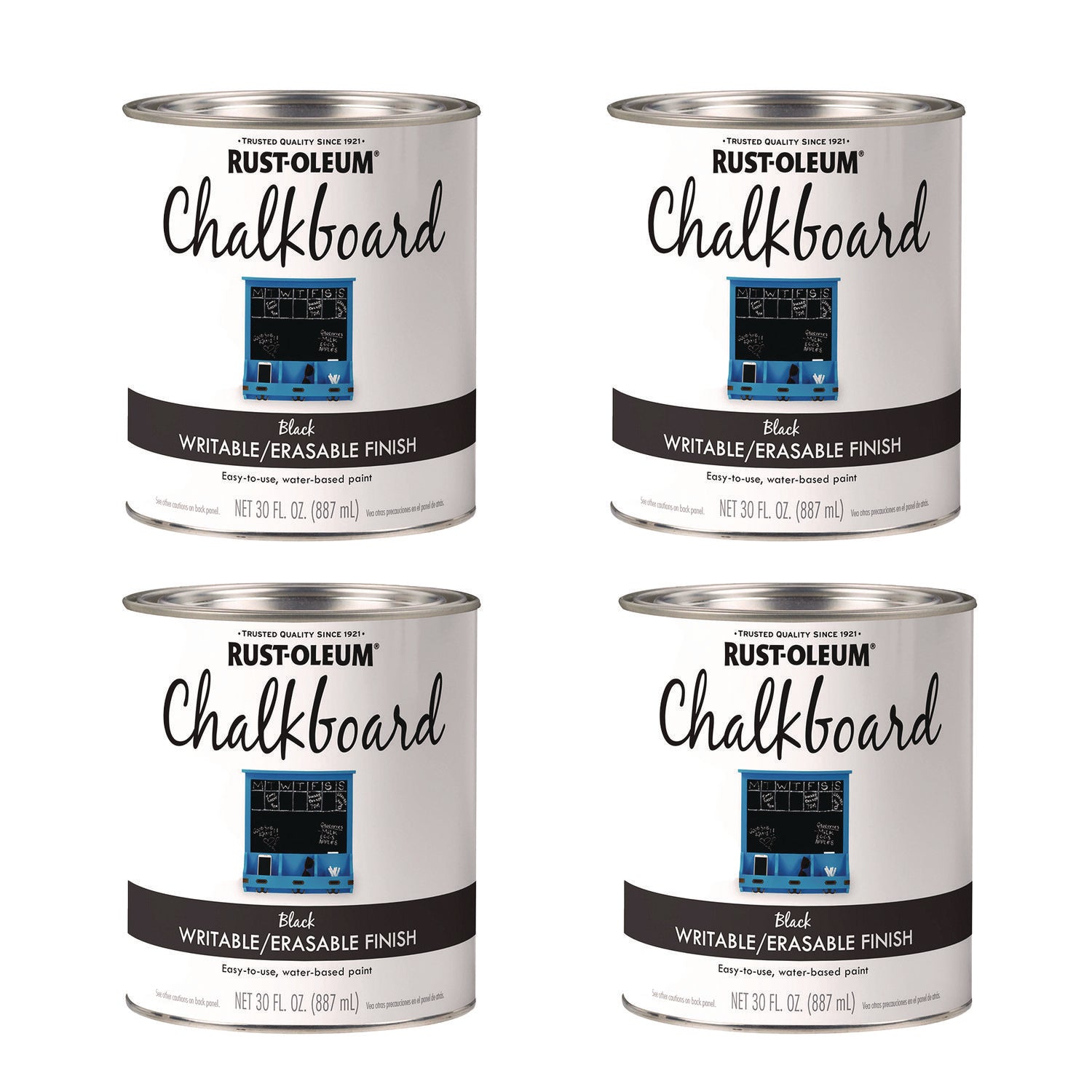 Rust-Oleum® Chalkboard Paint, Matte Black, Quart Can, 4/Carton