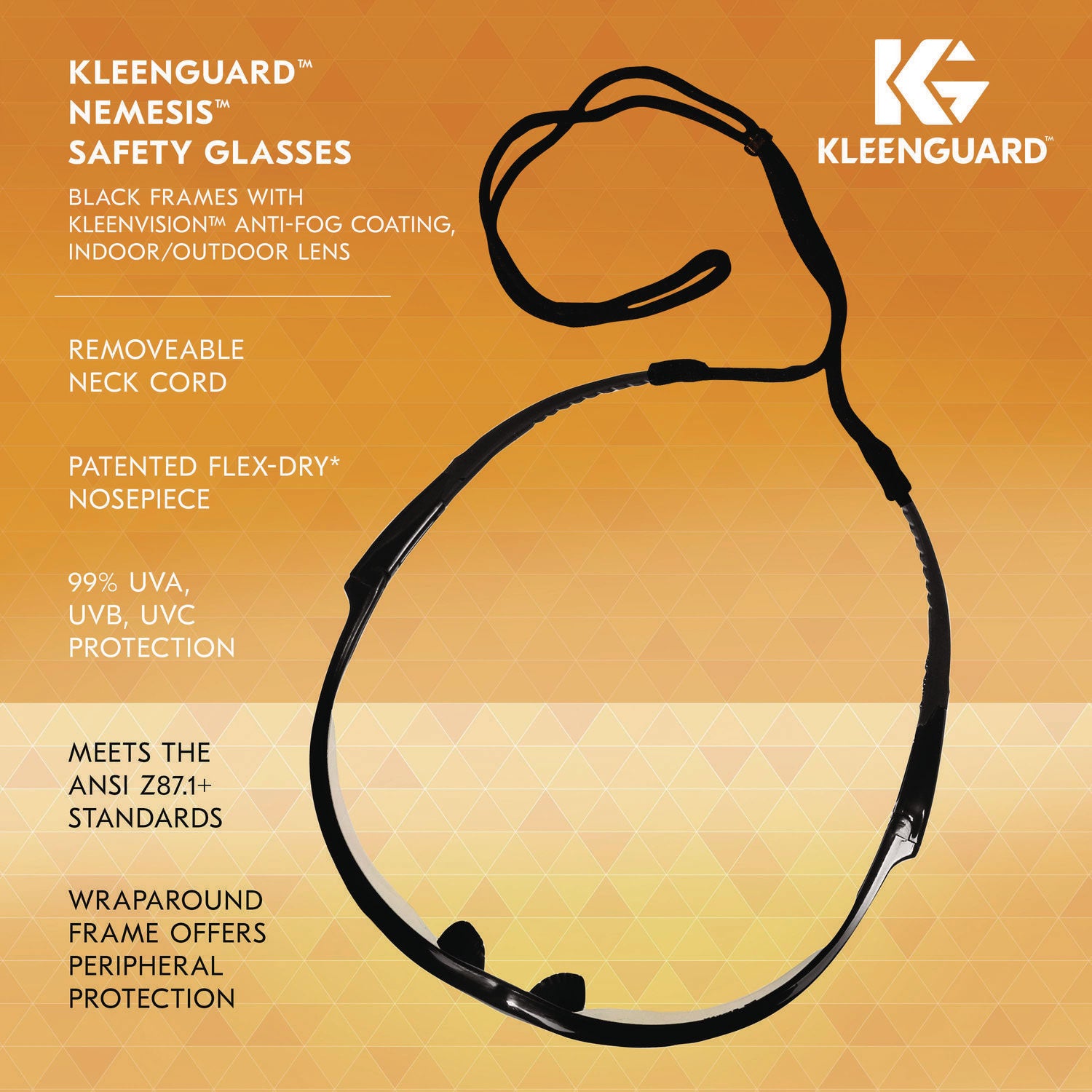 KleenGuard™ Nemesis Safety Glasses, Black Frame, Indoor/Outdoor Lens