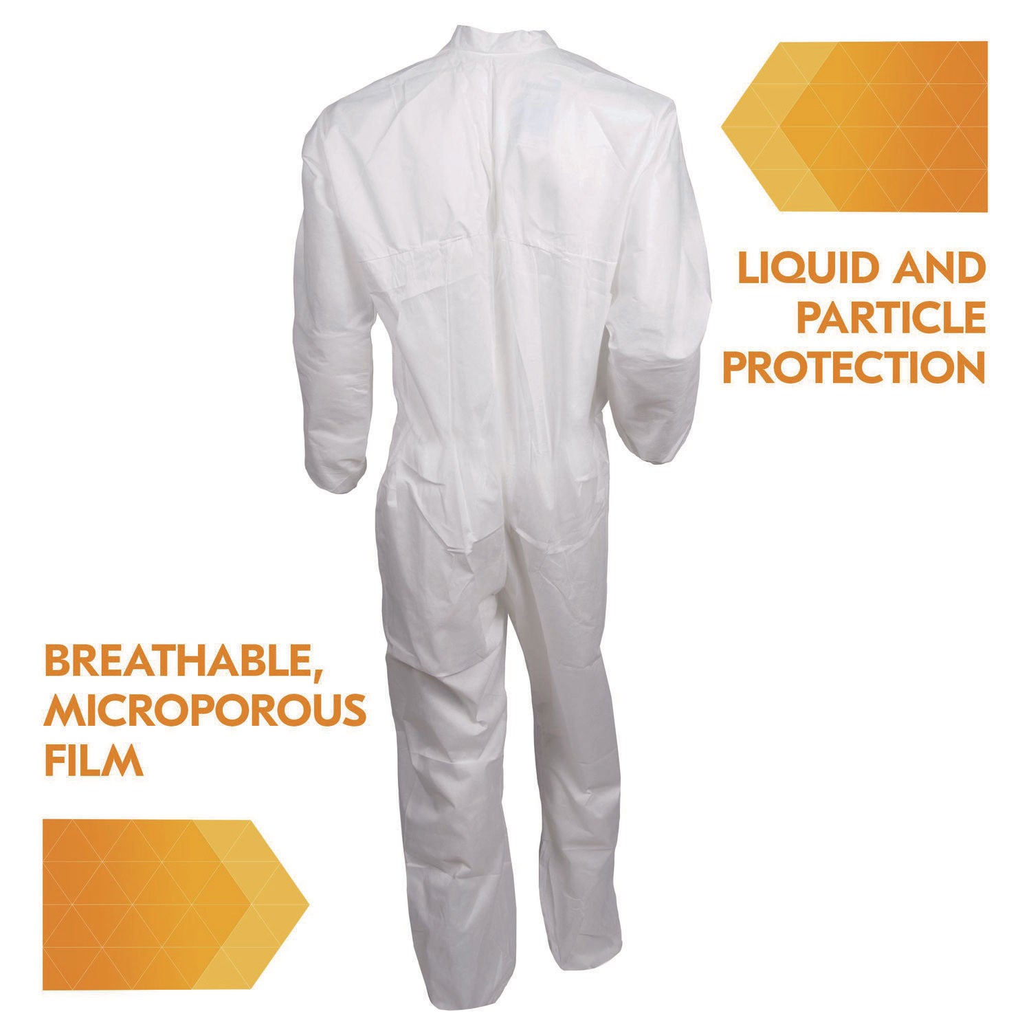 KleenGuard™ KGA35 Liquid and Particle Protection Coveralls, Elastic Wrist and Ankles, Large, White, 25/Carton