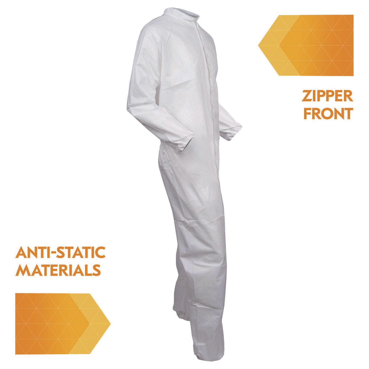 KleenGuard™ KGA35 Liquid and Particle Protection Coveralls, Elastic Wrist and Ankles, Large, White, 25/Carton