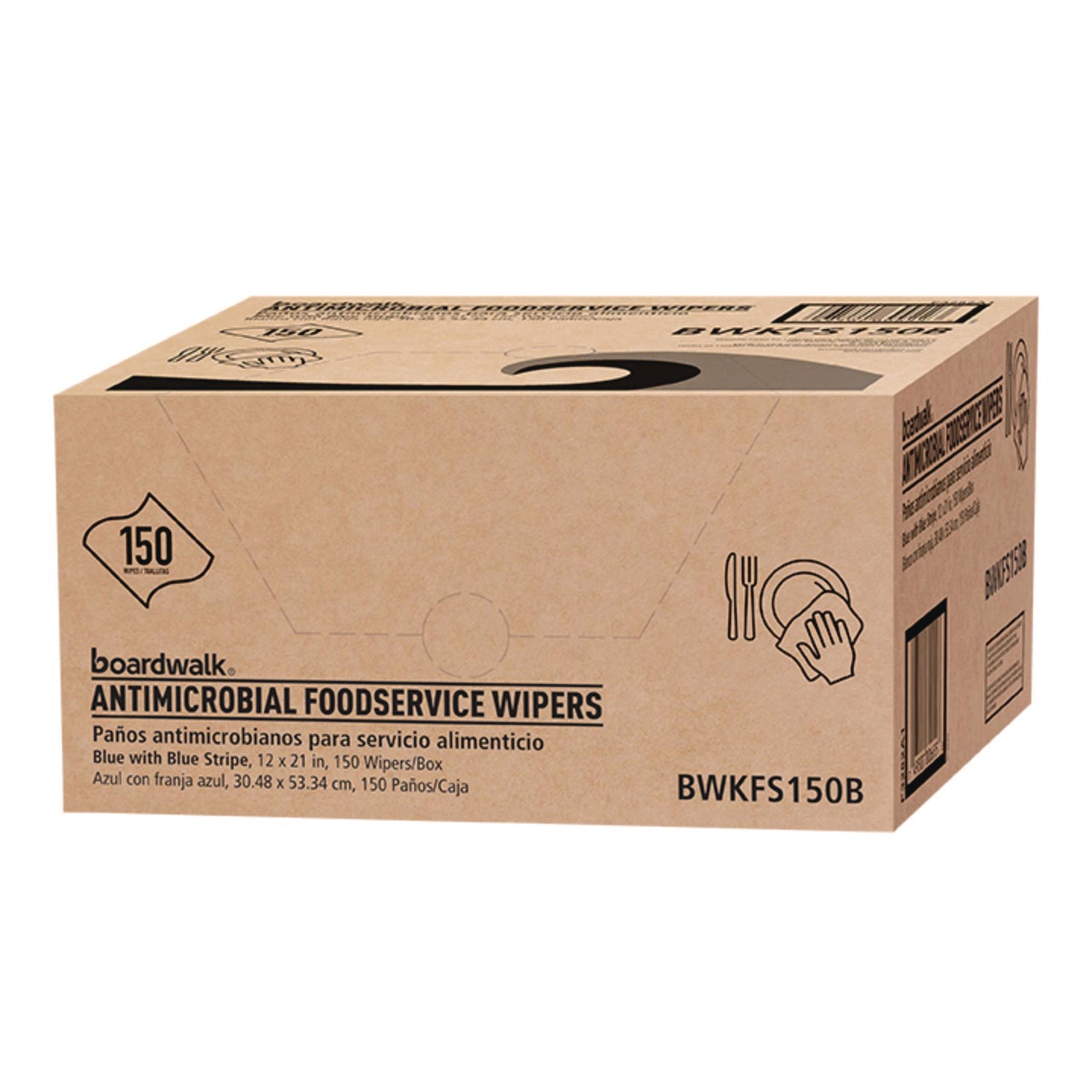 Boardwalk® Antimicrobial Foodservice Wipers, 1-Ply, 12 x 21, Blue, 150/Carton