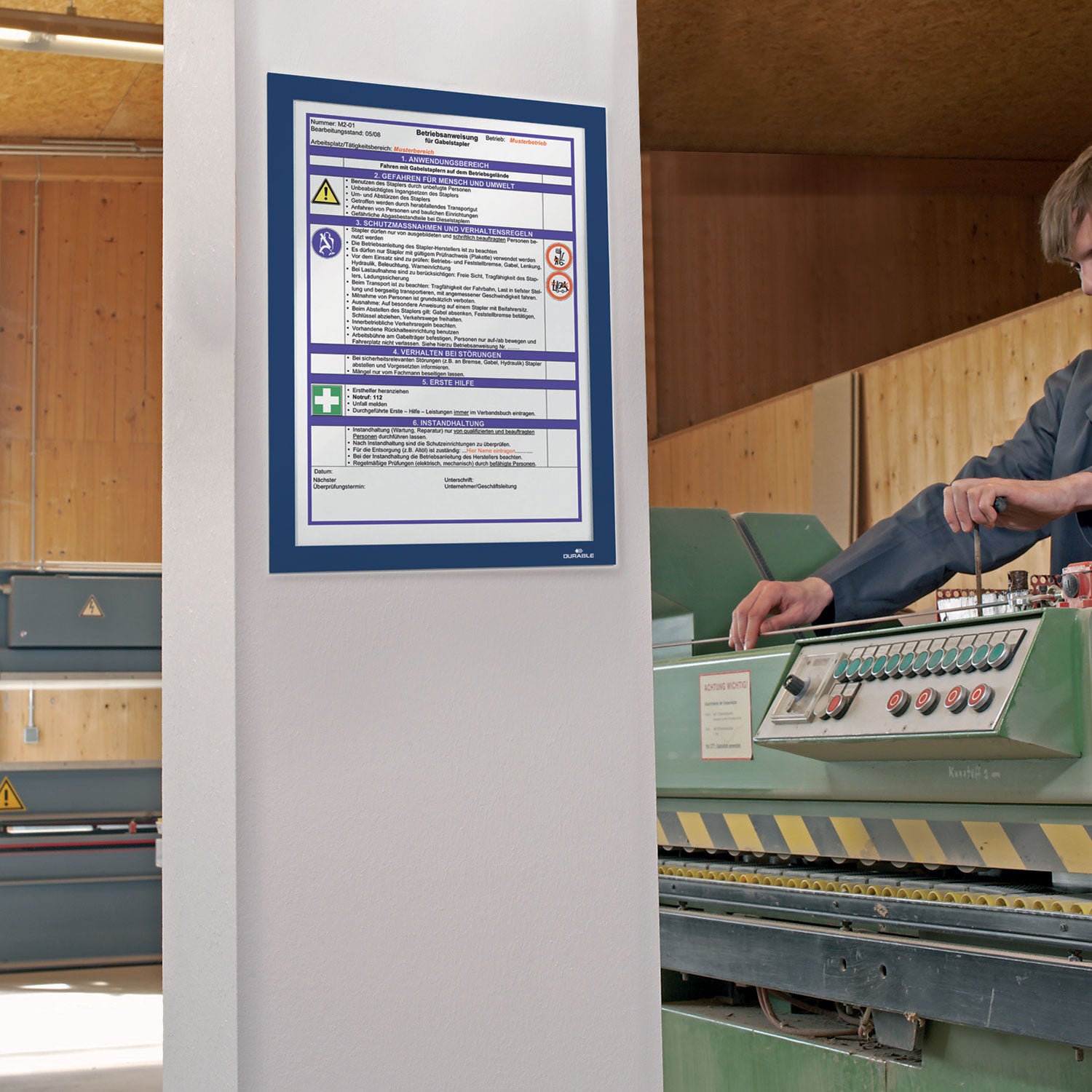 Durable® Infoframe DURAFRAME Self Adhesive Double Sided Sign Holder, 9.5 x 12, Dark Blue Frame, 2/Pack