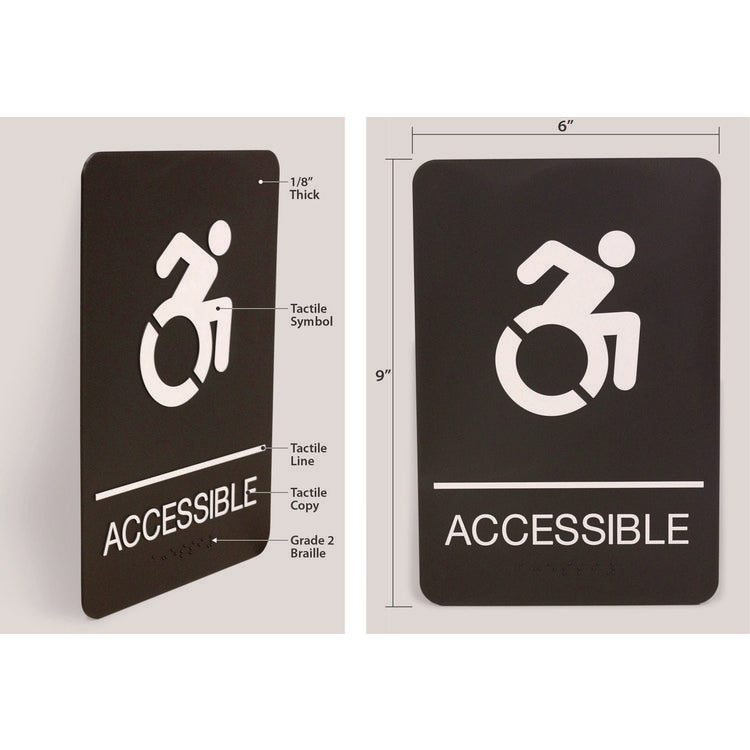 Headline® Sign ADA Sign, Accessible, 6 x 9, Black Face, White Graphics