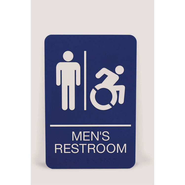 Headline® Sign ADA Sign, Men's Restroom, 6 x 9, Blue Face, White Graphics