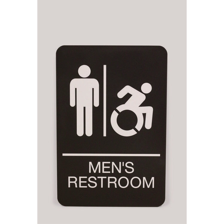 Headline® Sign ADA Sign, Men's Restroom, 6 x 9, Black Face, White Graphics