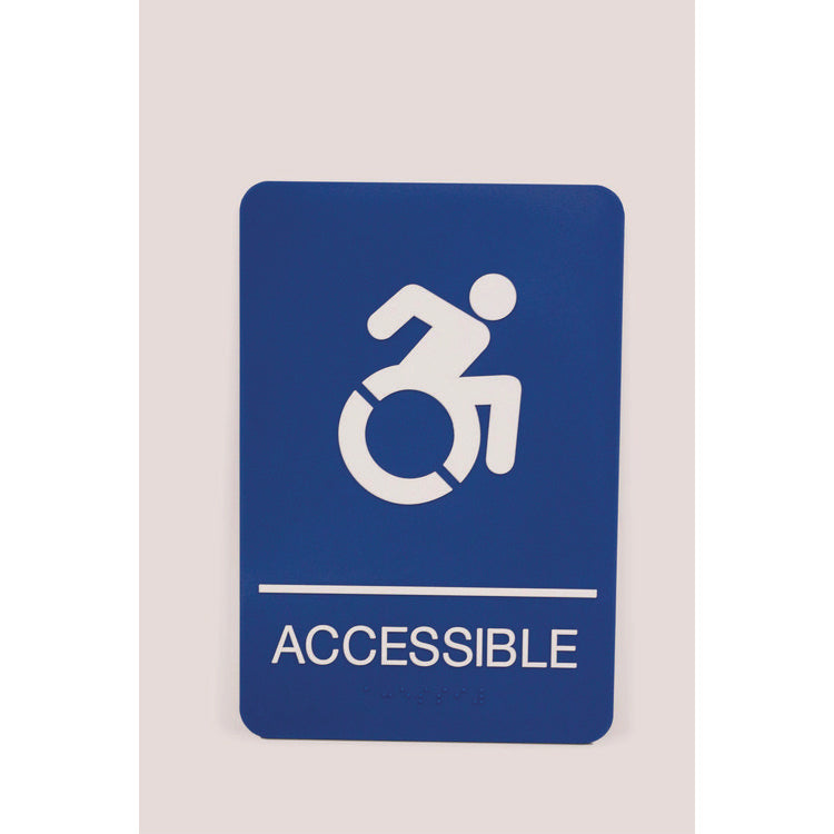 Headline® Sign ADA Sign, Accessible, 6 x 9, Blue Face, White Graphics