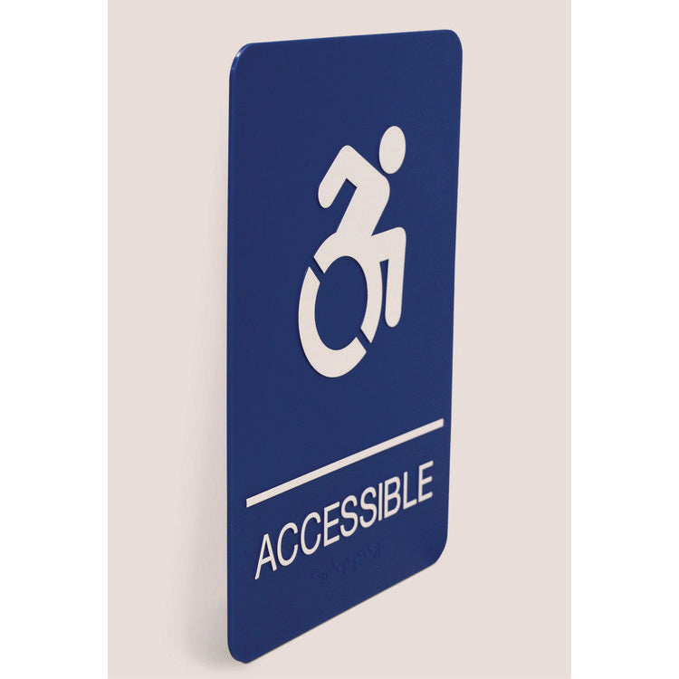 Headline® Sign ADA Sign, Accessible, 6 x 9, Blue Face, White Graphics