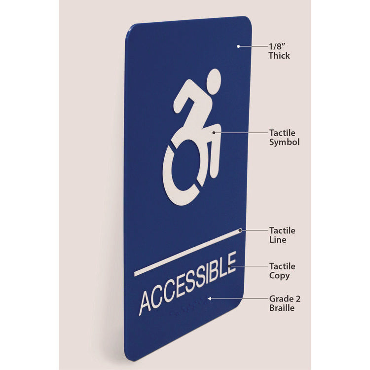 Headline® Sign ADA Sign, Accessible, 6 x 9, Blue Face, White Graphics