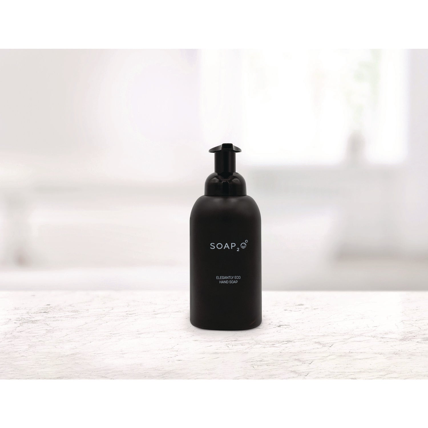 SOAP2O Eco Glass Bottle Soap Dispenser, 350 mL, Black, 30/Carton
