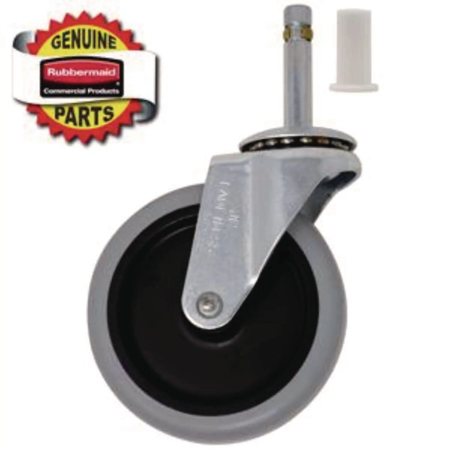 4" Swivel Stem Caster with Insert for Janitor Cart 2000, Grip Ring Stem, Black/Gray/Silver Rubbermaid® Commercial Flipcost