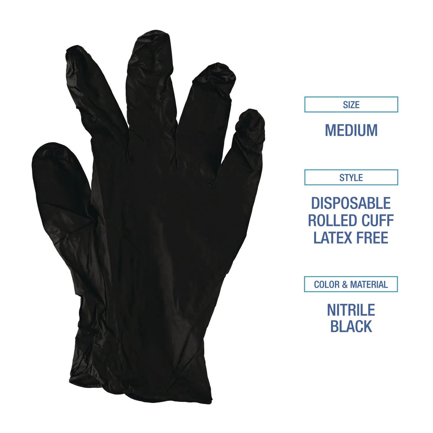 Disposable General-Purpose Powder-Free Nitrile Gloves, Small, Black, 4.4 mil, 100/Box Boardwalk® Flipcost