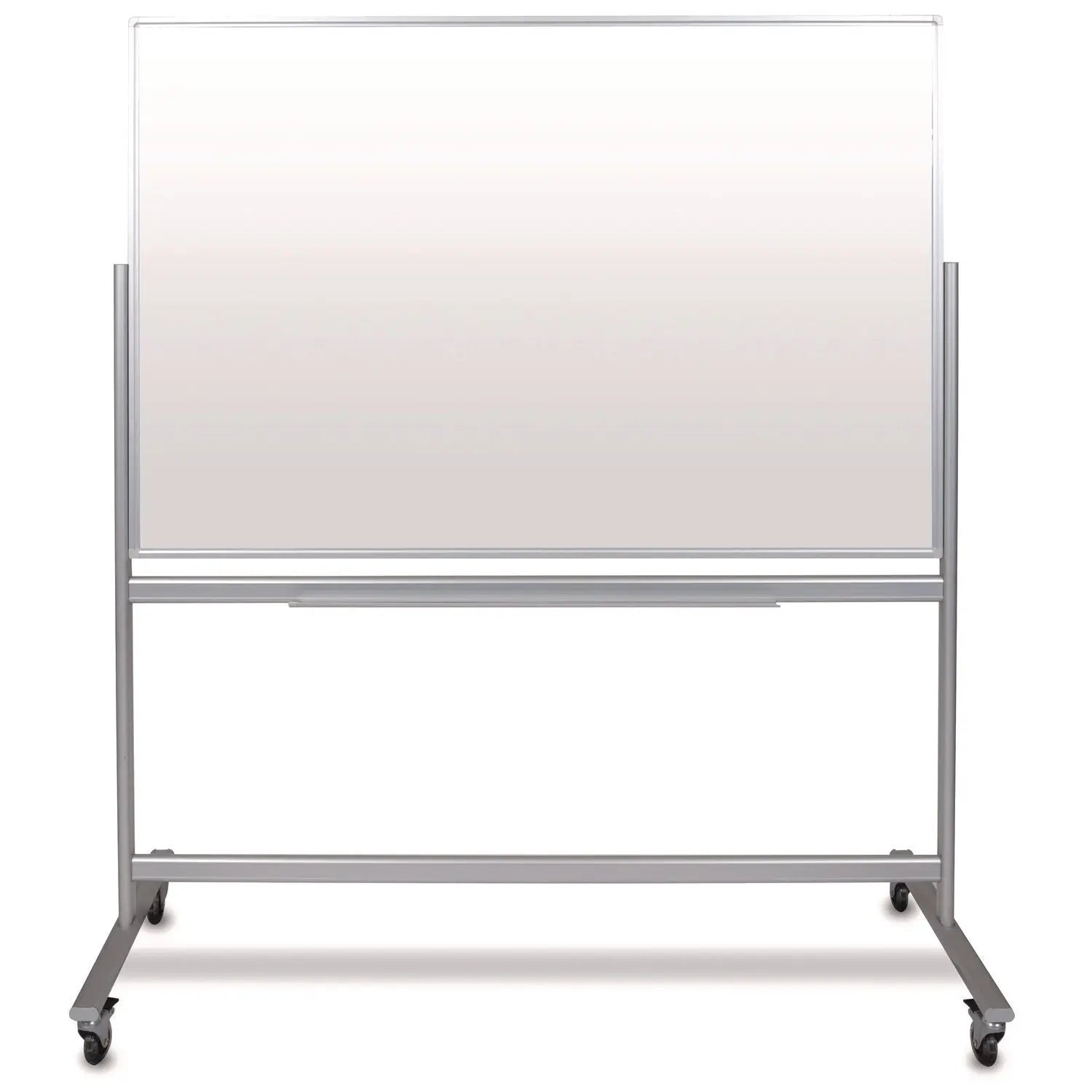 Luxor Mobile Magnetic Glass Dry Erase Board, 60" x 40", White Surface, Silver Aluminum Frame Luxor Flipcost