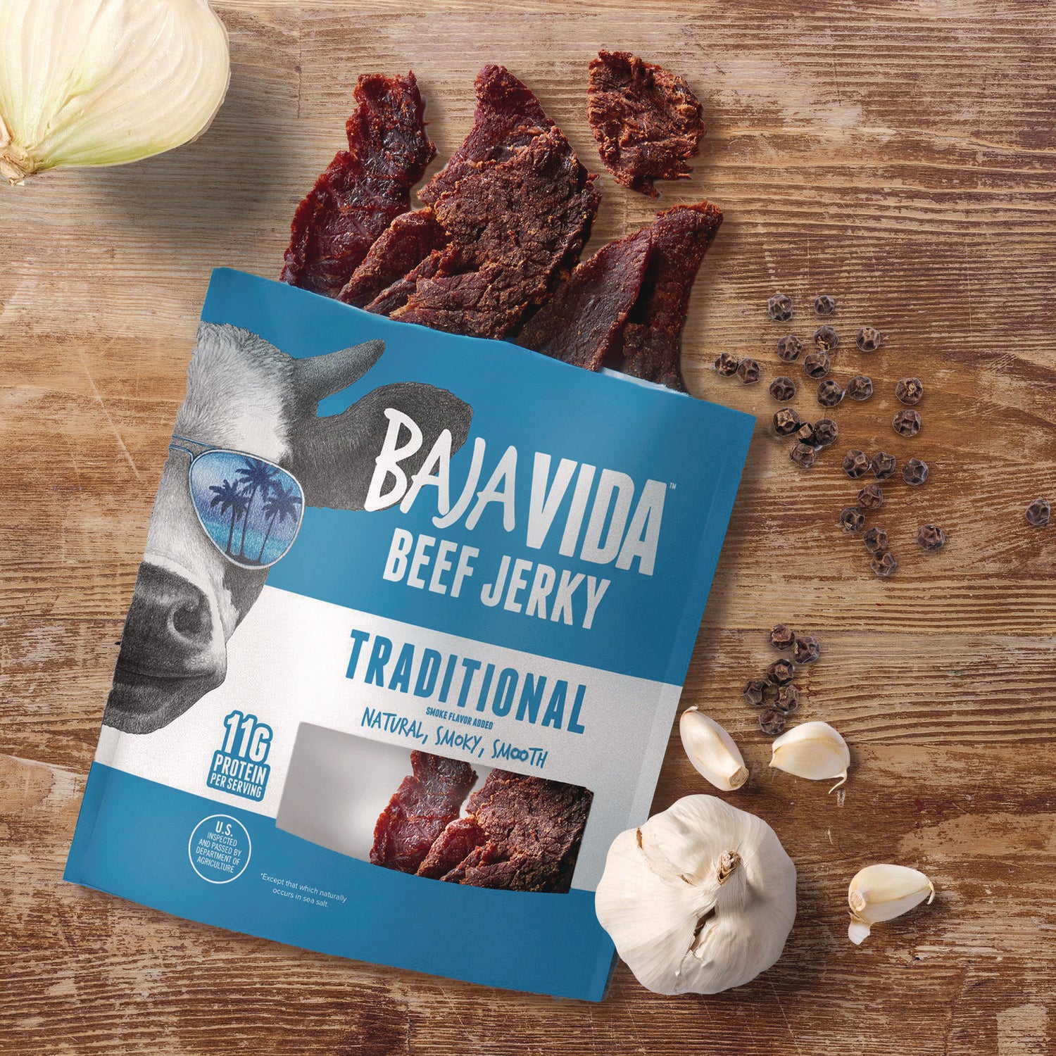 Baja Jerky Beef Jerky Traditional Snack Pack, Original, 1 oz Packet, 12/Carton