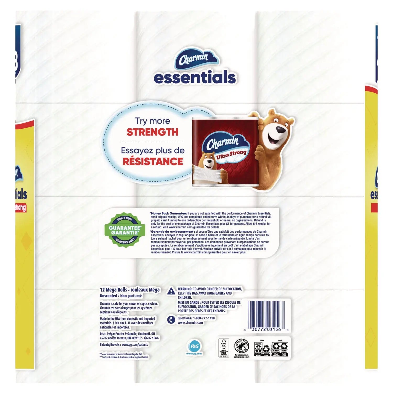 Essentials Strong Bathroom Tissue, Septic Safe, 1-Ply, White, 429/Roll, 12 Rolls/Pack Charmin® Flipcost