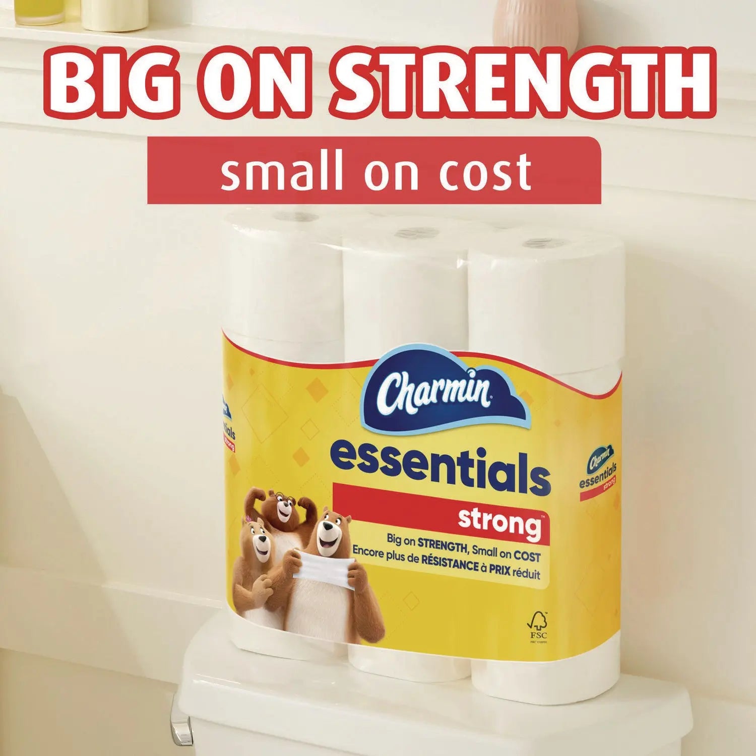 Essentials Strong Bathroom Tissue, Septic Safe, 1-Ply, White, 429/Roll, 12 Rolls/Pack Charmin® Flipcost
