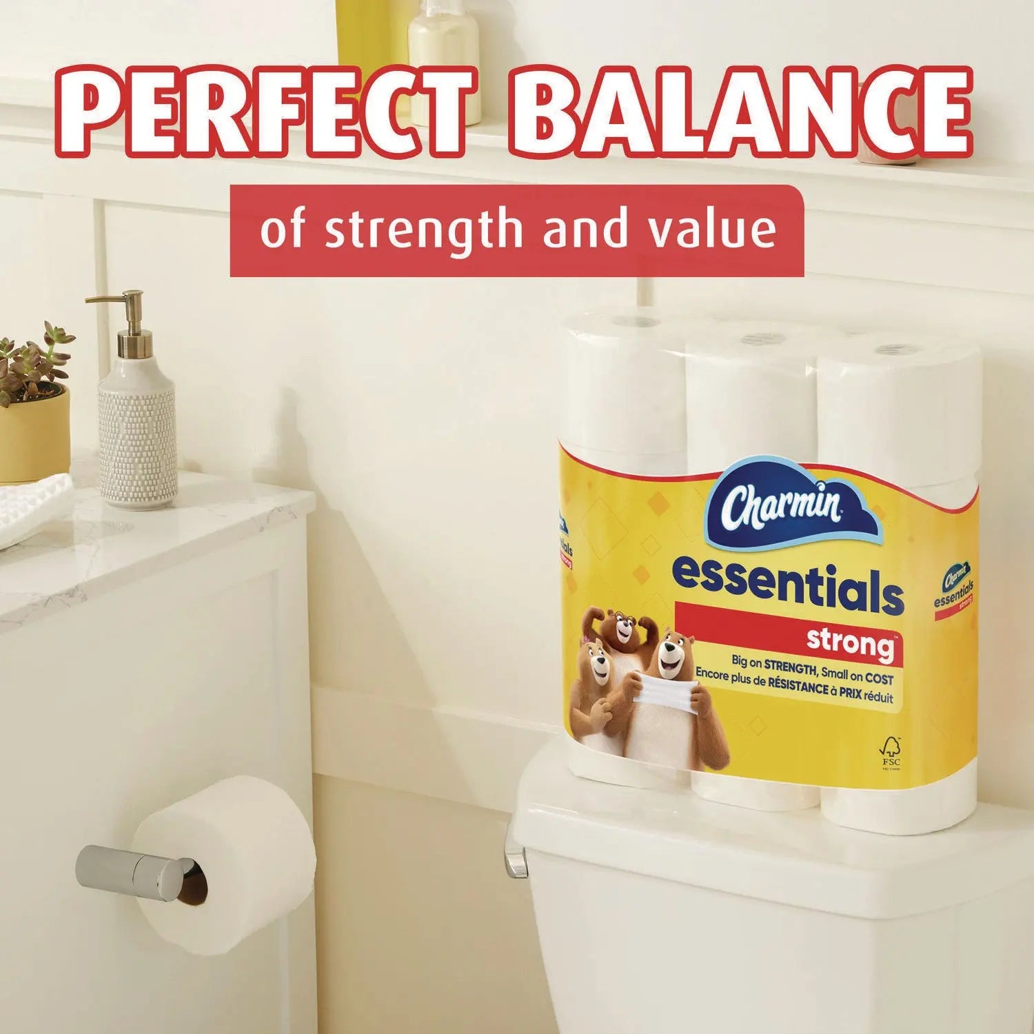 Essentials Strong Bathroom Tissue, Septic Safe, 1-Ply, White, 429/Roll, 12 Rolls/Pack Charmin® Flipcost