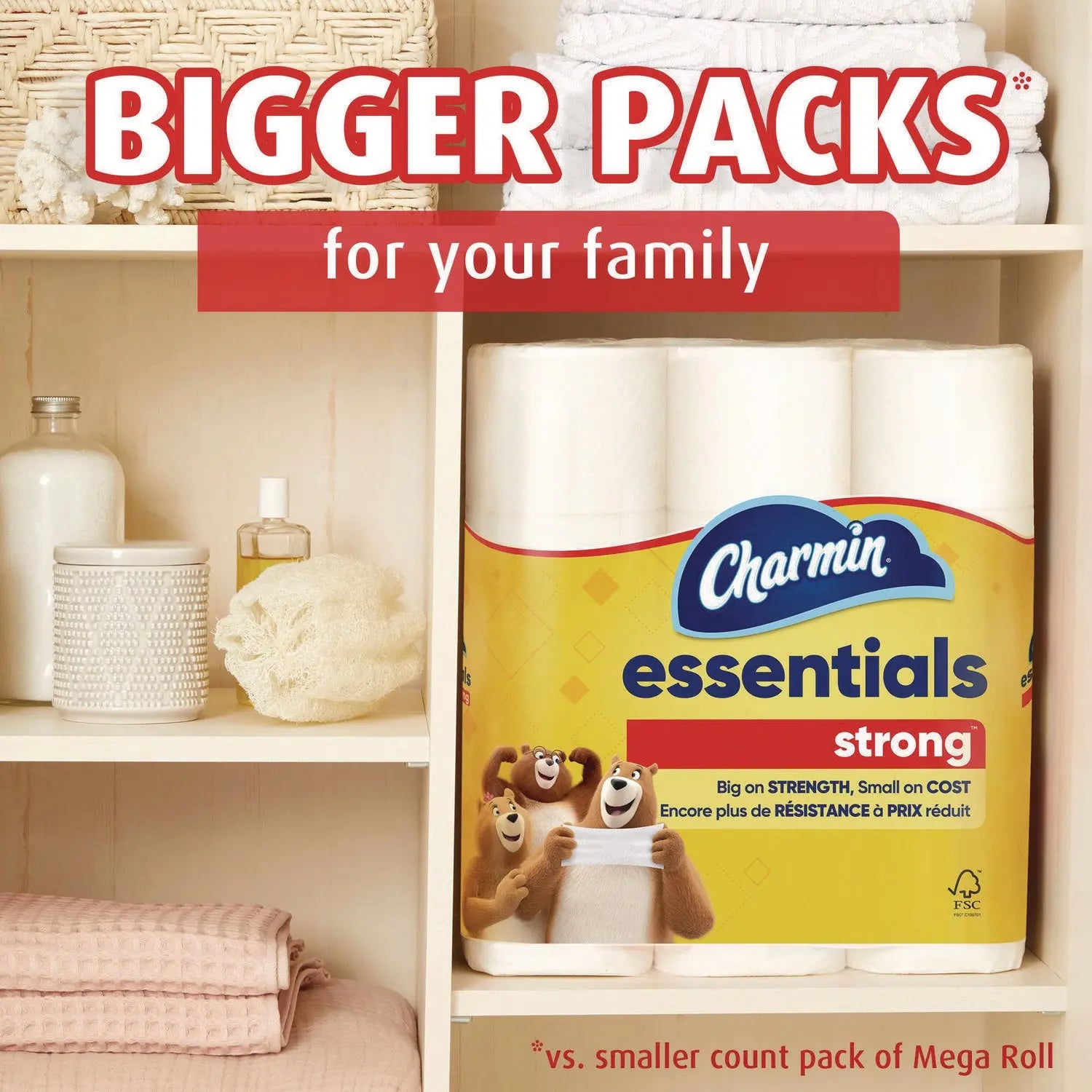 Essentials Strong Bathroom Tissue, Septic Safe, 1-Ply, White, 429/Roll, 12 Rolls/Pack Charmin® Flipcost