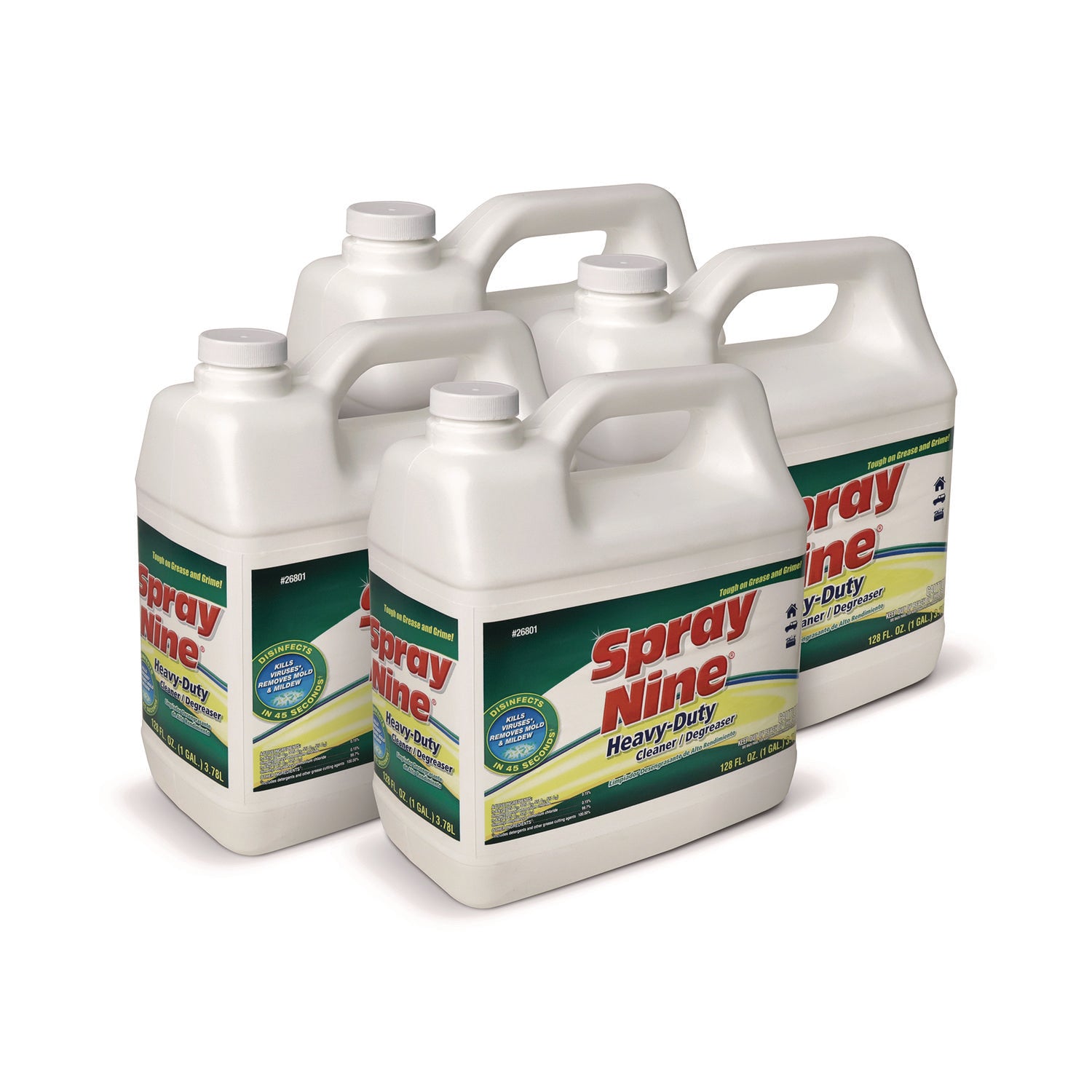 Spray Nine® Heavy Duty Cleaner/Degreaser/Disinfectant, Citrus Scent, 1 gal Bottle, 4/Carton