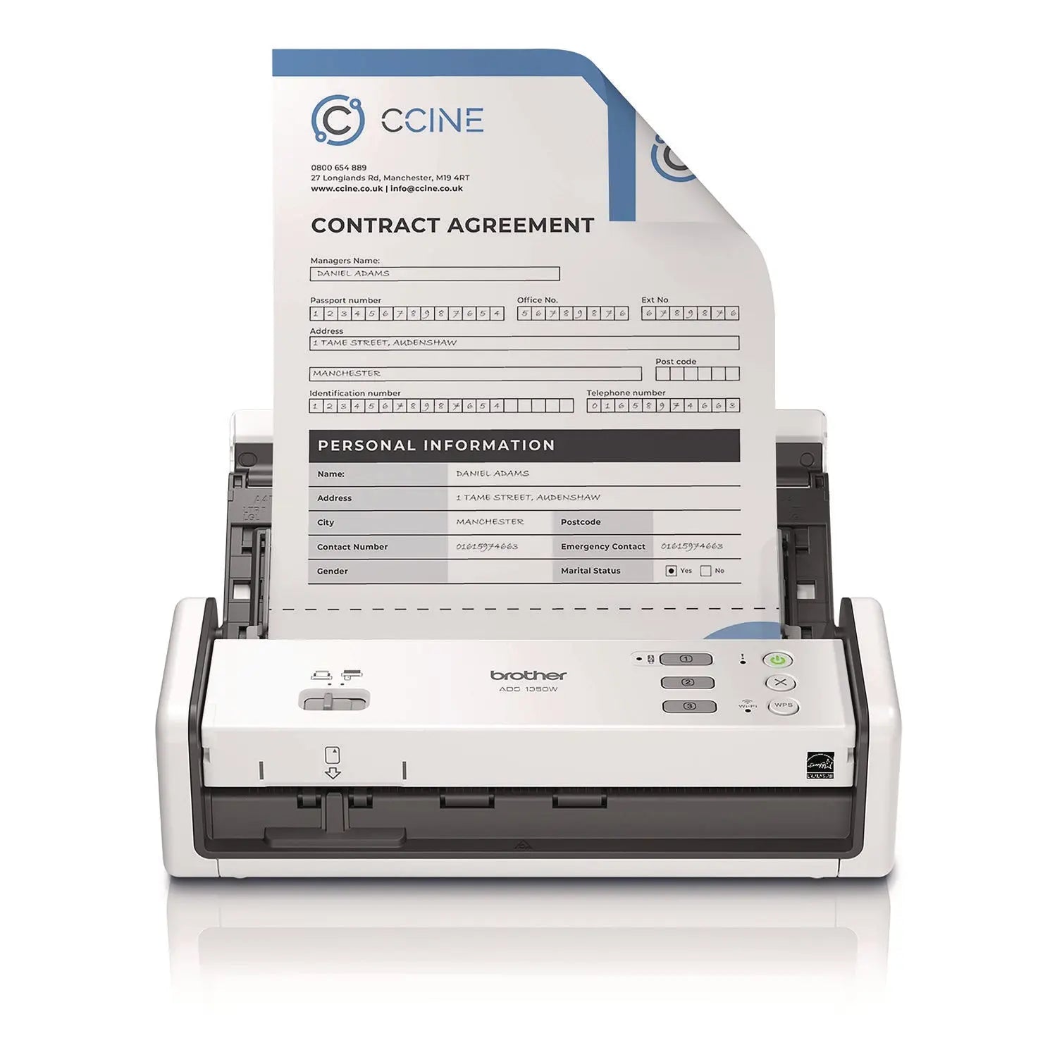 ADS-1350W Compact Desktop Scanner, 600 dpi x 600 dpi Optical Resolution, 20-Sheet Duplex Auto Document Feeder Brother Flipcost