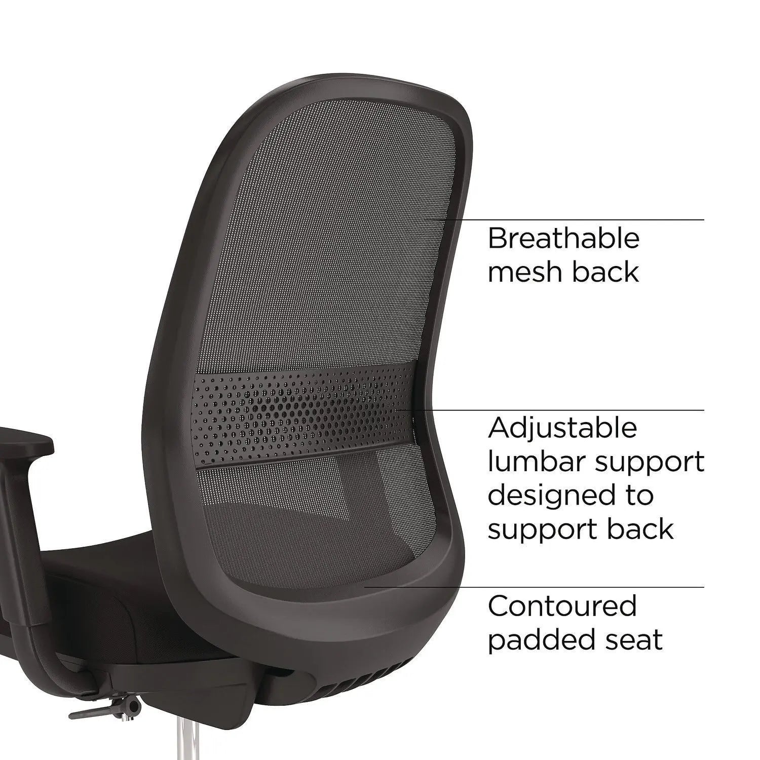 Kempton Fabric Mesh Task Stool, Supports Up to 275 lb, 26.57 to 33.62 Seat Height, Black Seat, Black Back, Black Base Alera® Flipcost