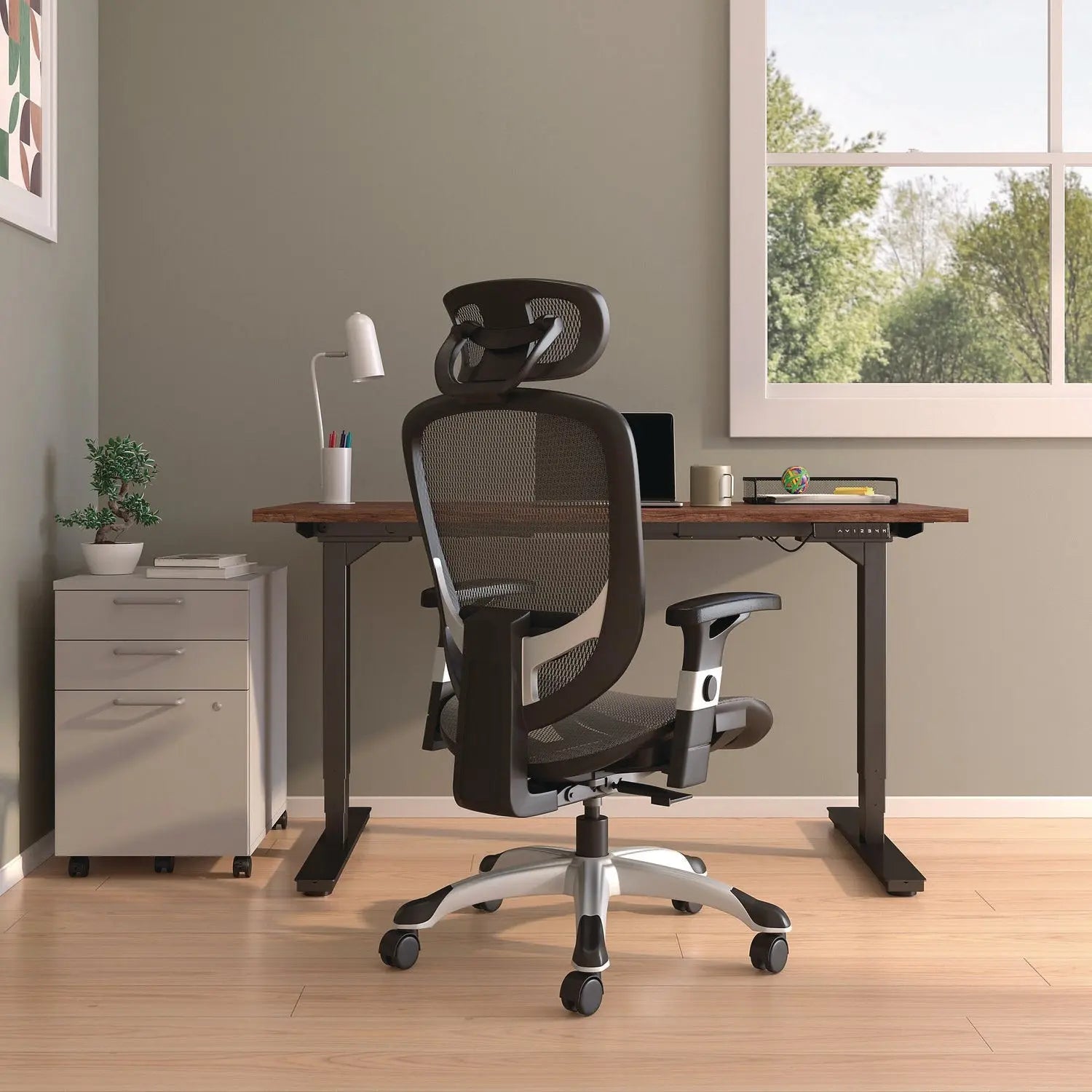 Minerva Ergonomic Mesh Swivel Task Chair, Supports Up to 275 lb, 17.24 to 20.98 Seat Height, Gray Seat, Gray Back, Black Base Alera® Flipcost