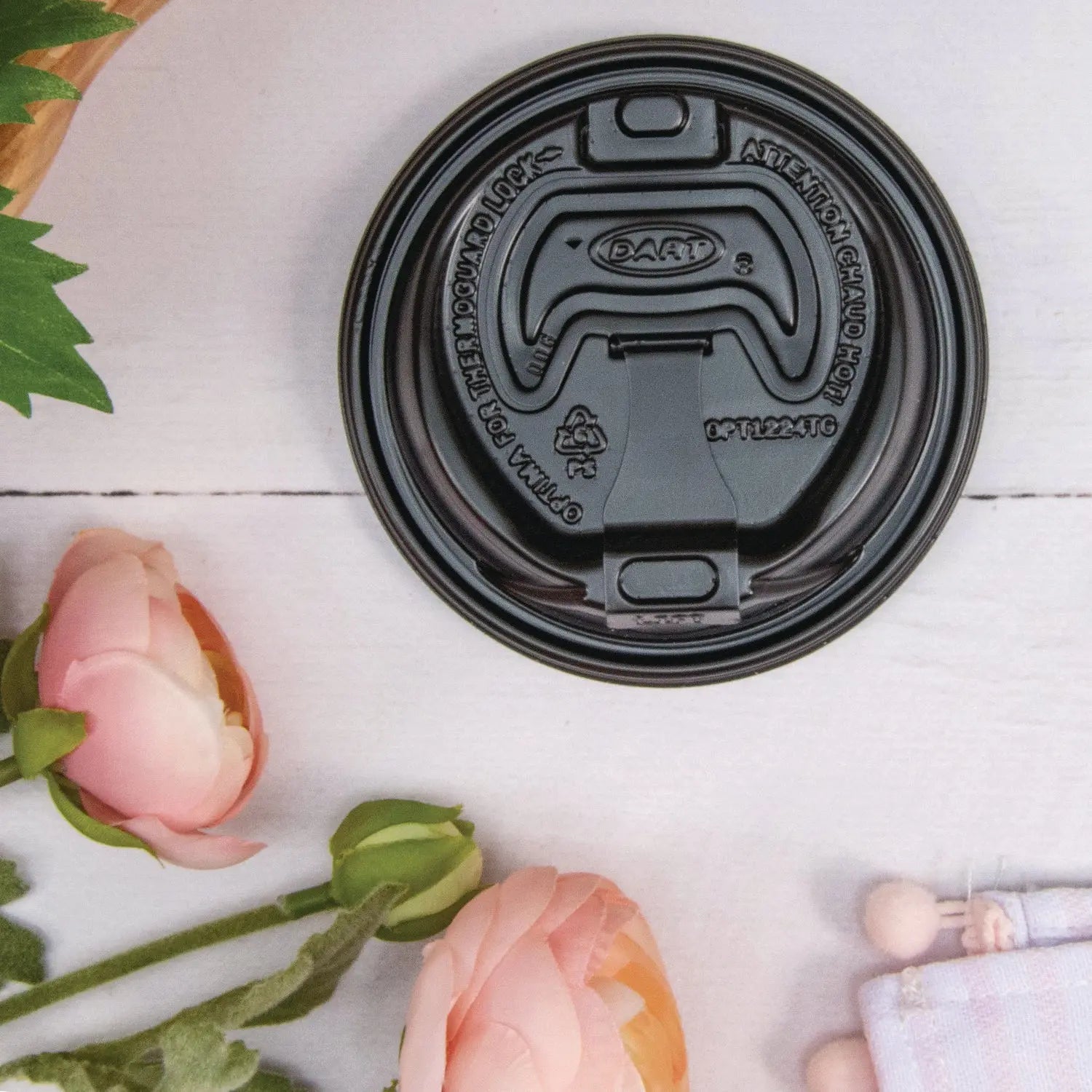 Optima Reclosable Lids for Hot Paper Cups, 12 oz to 24 oz Hot Paper Cups, Black, 1,200/Carton Dart® Flipcost