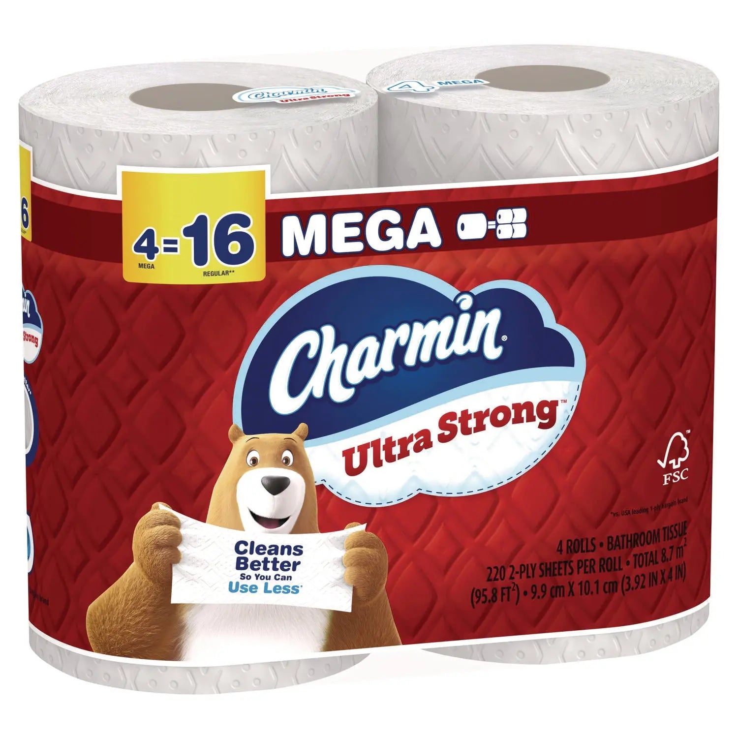 Ultra Strong Bathroom Tissue, Septic Safe, 2-Ply, White, 220 Sheet/Roll, 4/Pack, 8 Packs/Carton Charmin® Flipcost