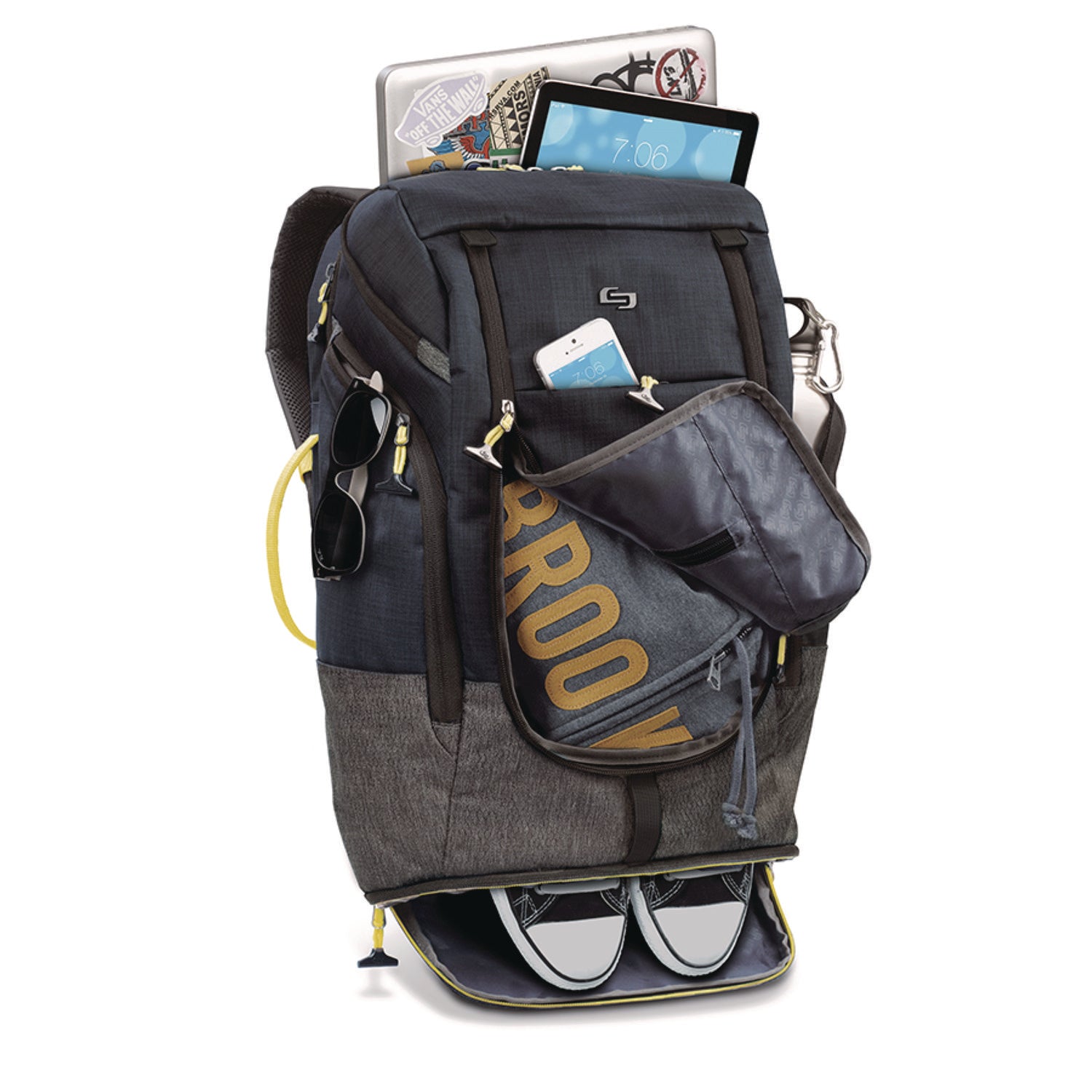 Solo Everyday Max Recycled Backpack, Fits Device Up to 17.3", 13 x 8 x 21, Navy Blue/Gray