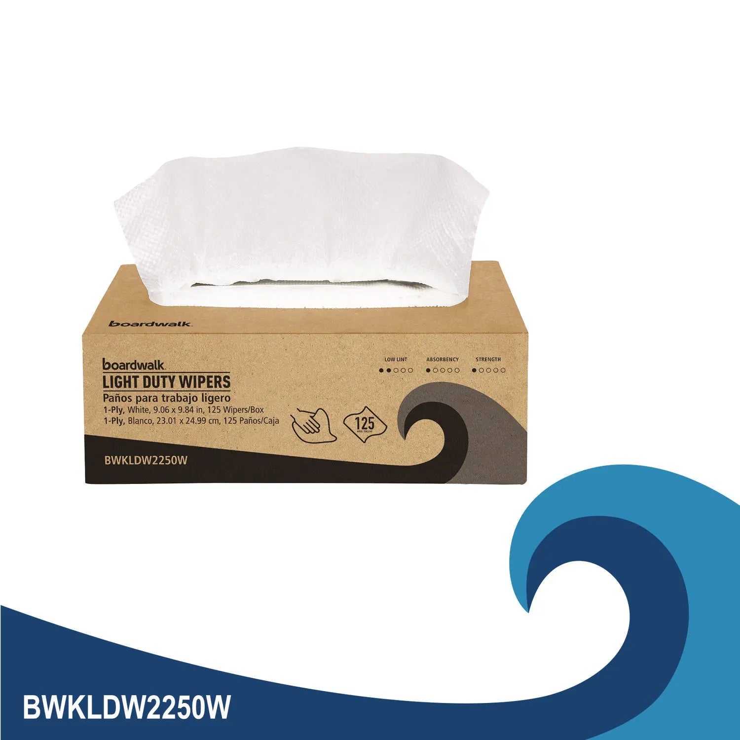 One-Ply Paper Wipers, 9.84 x 9.06, White, 125 Wipers/Box, 18 Boxes/Carton Boardwalk® Flipcost