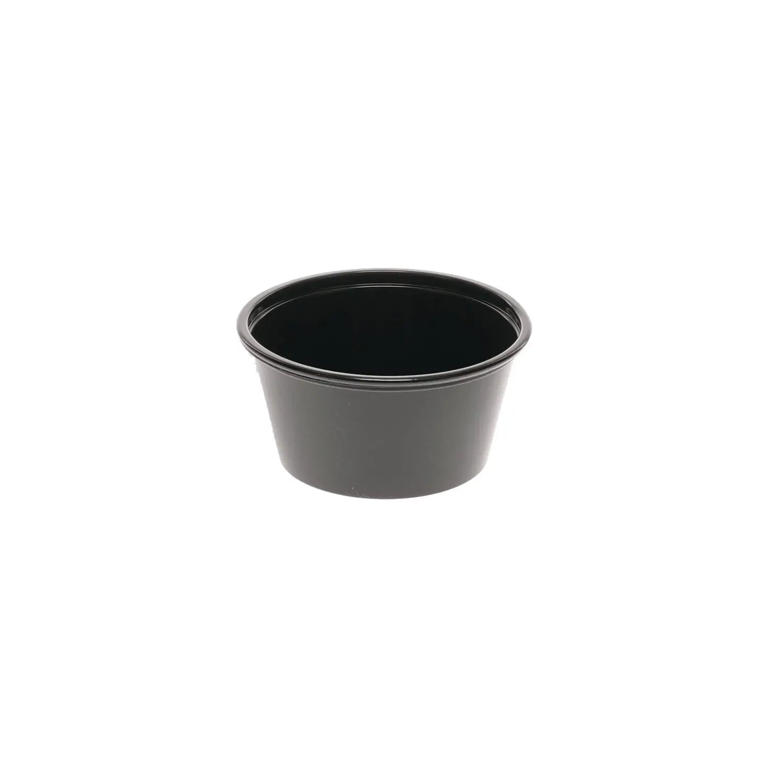 Plastic Portion Cup, 2 oz., Black, 2,400/Carton Pactiv Evergreen Flipcost