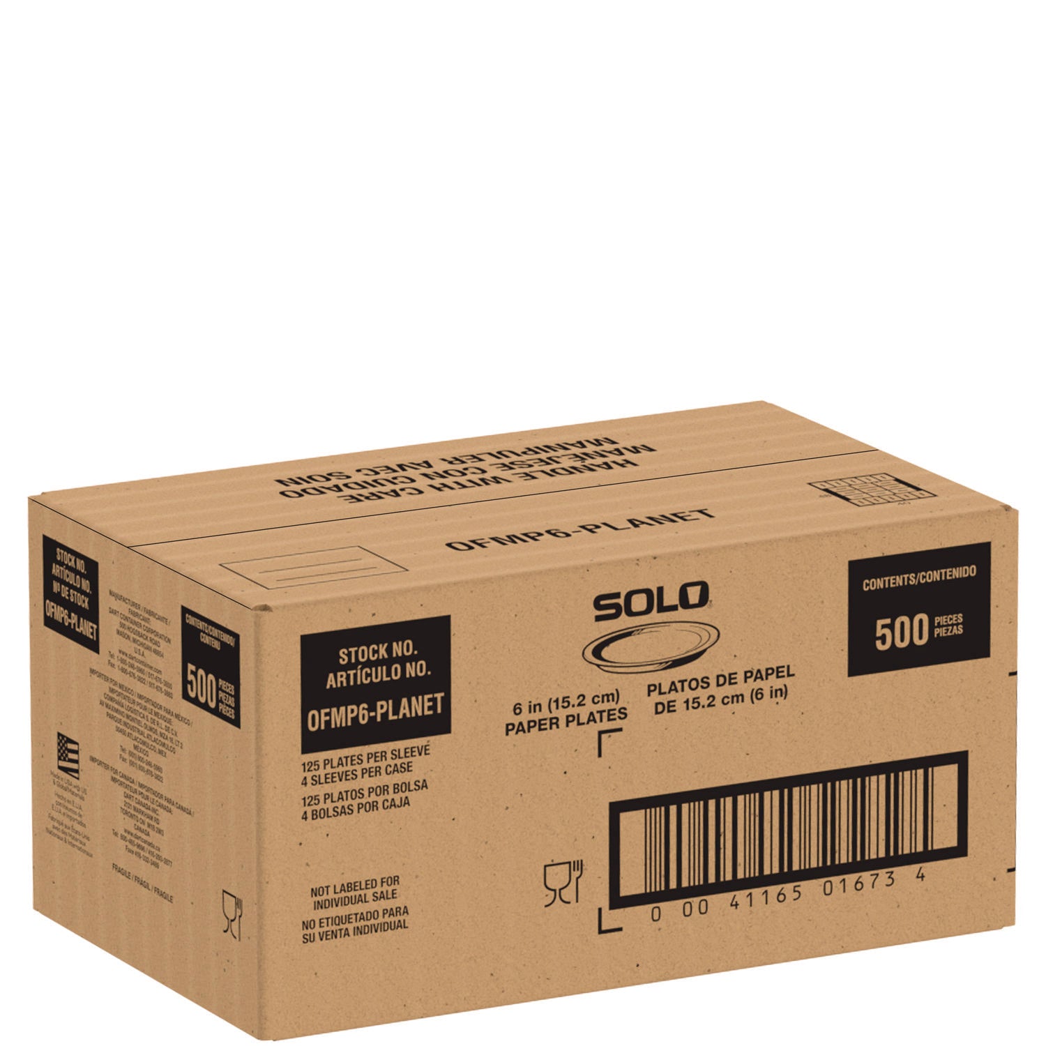 SOLO® Compostable Paper Dinnerware, ProPlanet Seal, Plate, 6" dia, White, 500/Carton