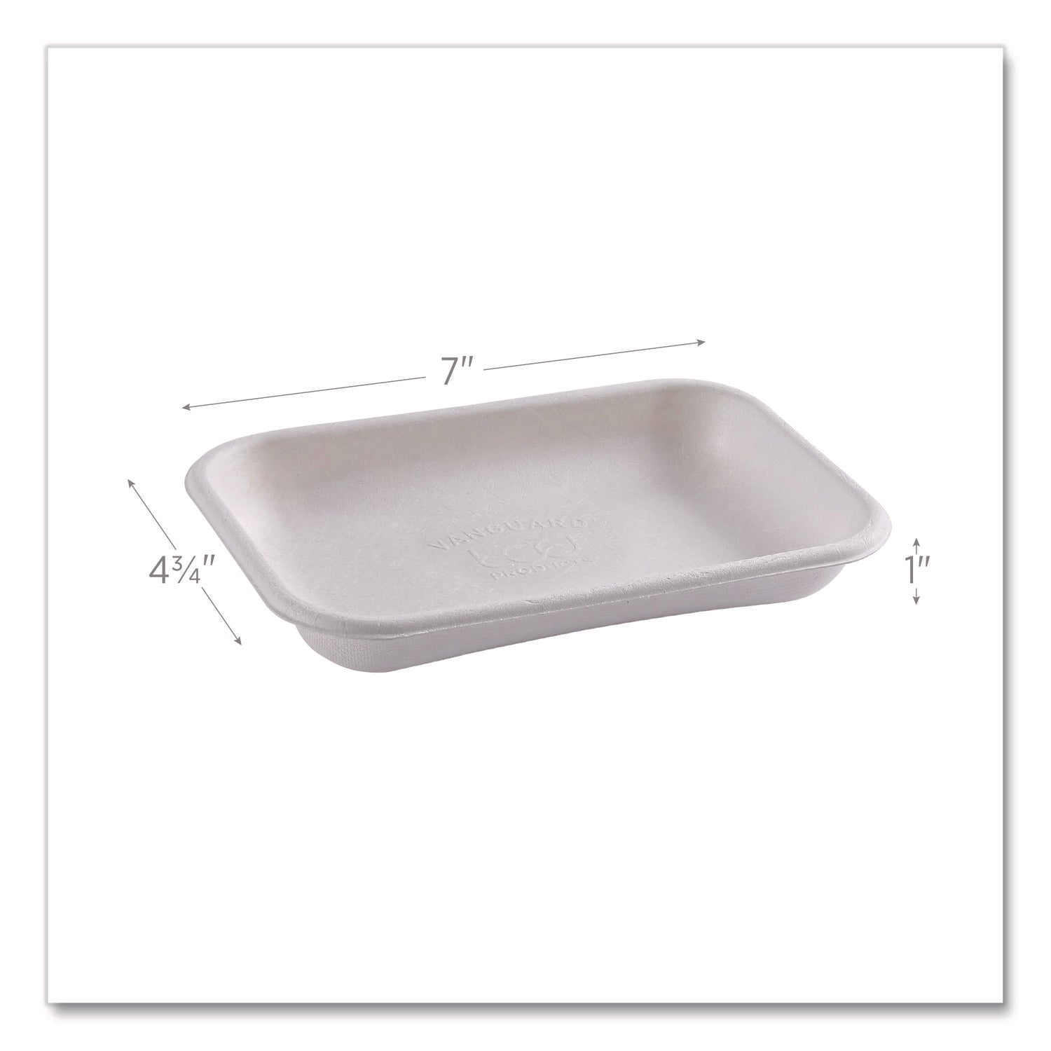 Eco-Products® WorldView Vanguard Rectangular Container, 12 oz, 7 x 4.75 x 1, Sugarcane Fiber, White, 400/Carton