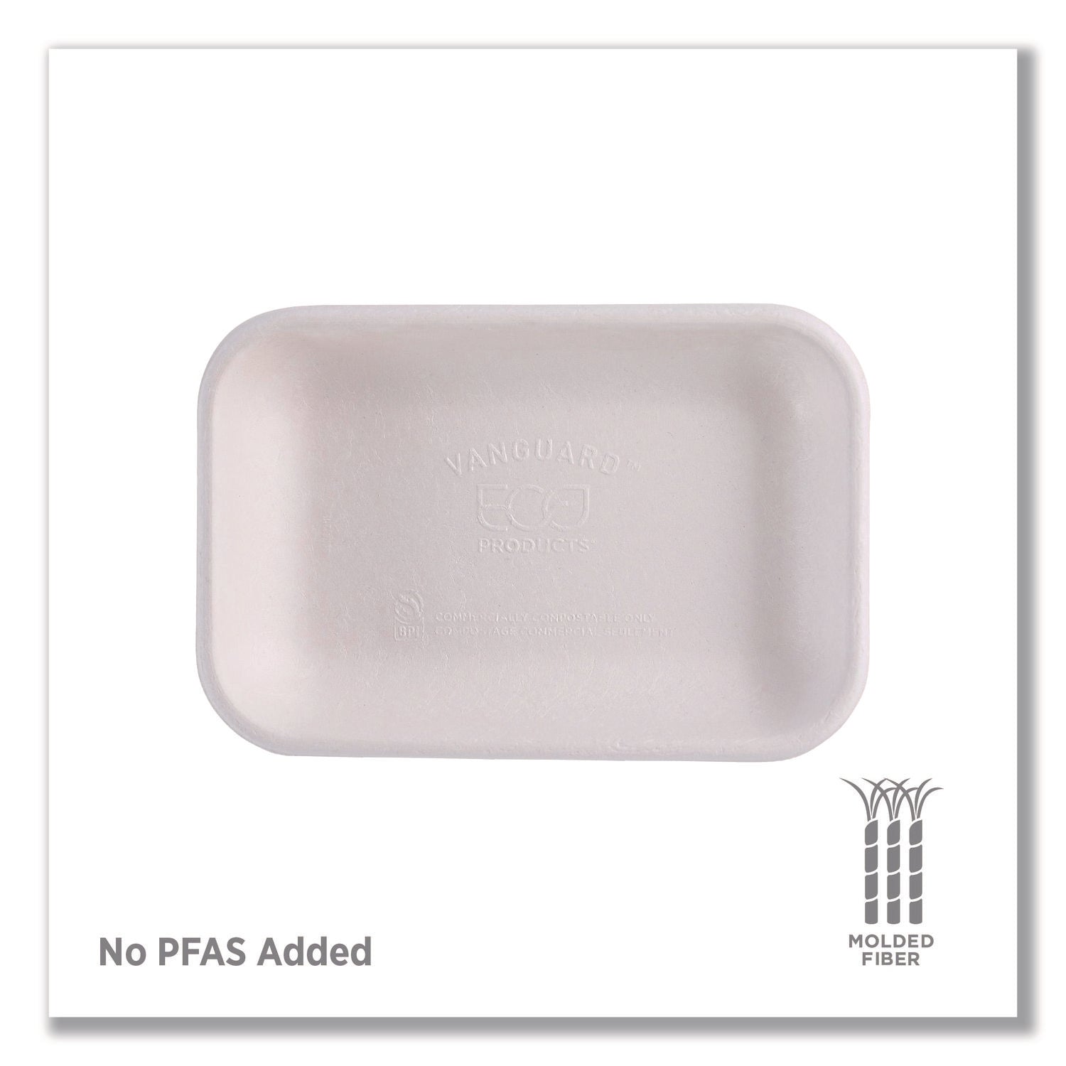 Eco-Products® WorldView Vanguard Rectangular Container, 12 oz, 7 x 4.75 x 1, Sugarcane Fiber, White, 400/Carton