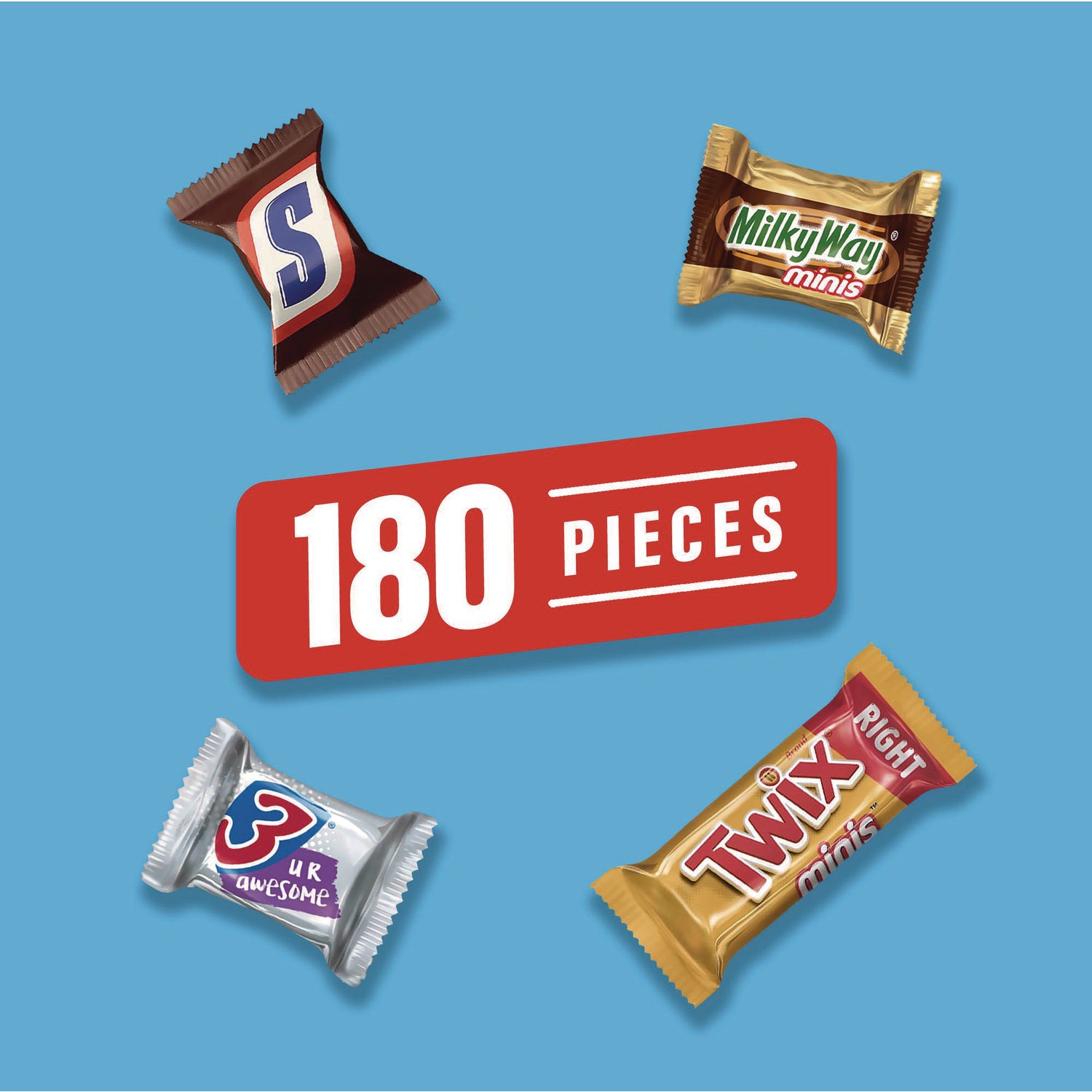 MARS Minis Variety Pack, Chocolate, 49.44 oz Bag, 180 Pieces