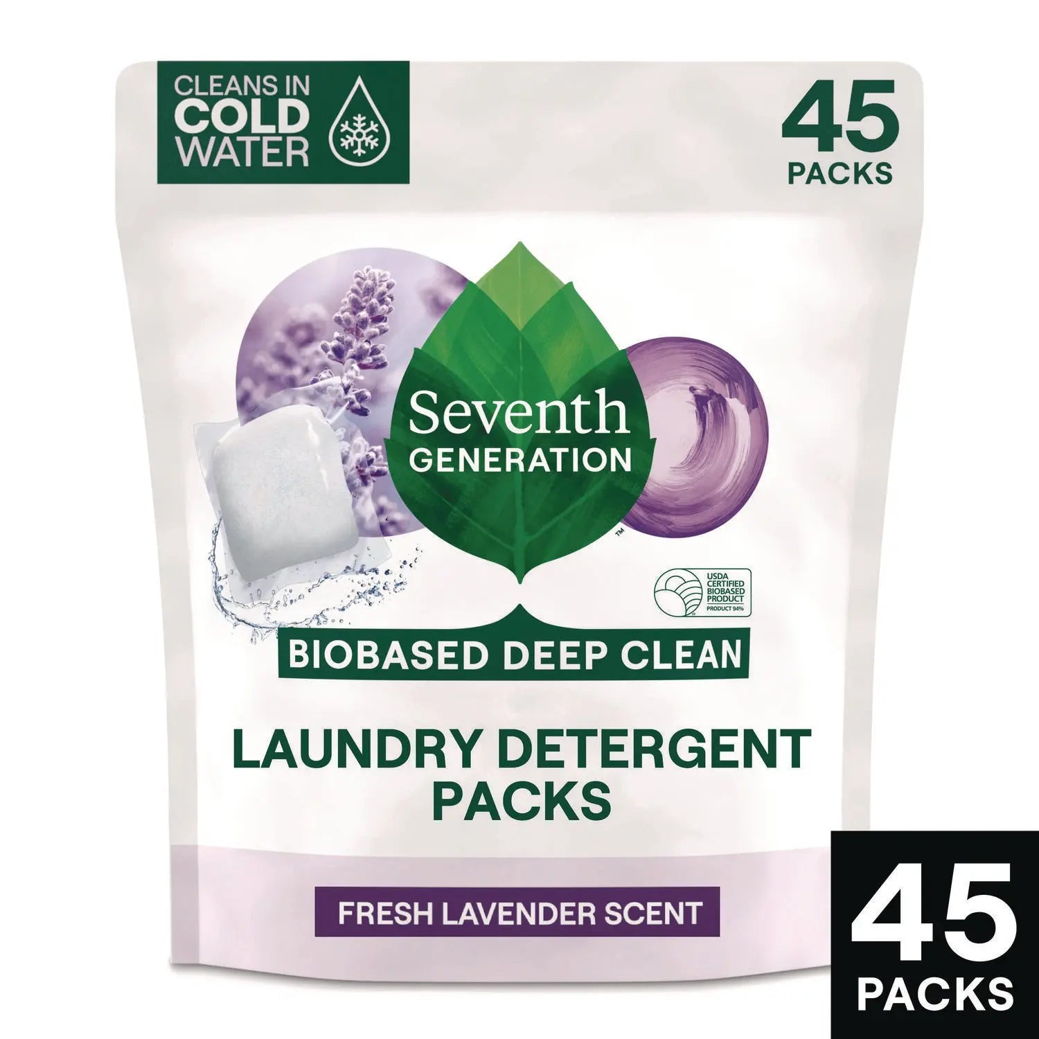 Seventh Generation® Natural Laundry Detergent Packs, Powder, Lavender Scent, 45 Packets/Pack, 8/Carton Seventh Generation® Flipcost