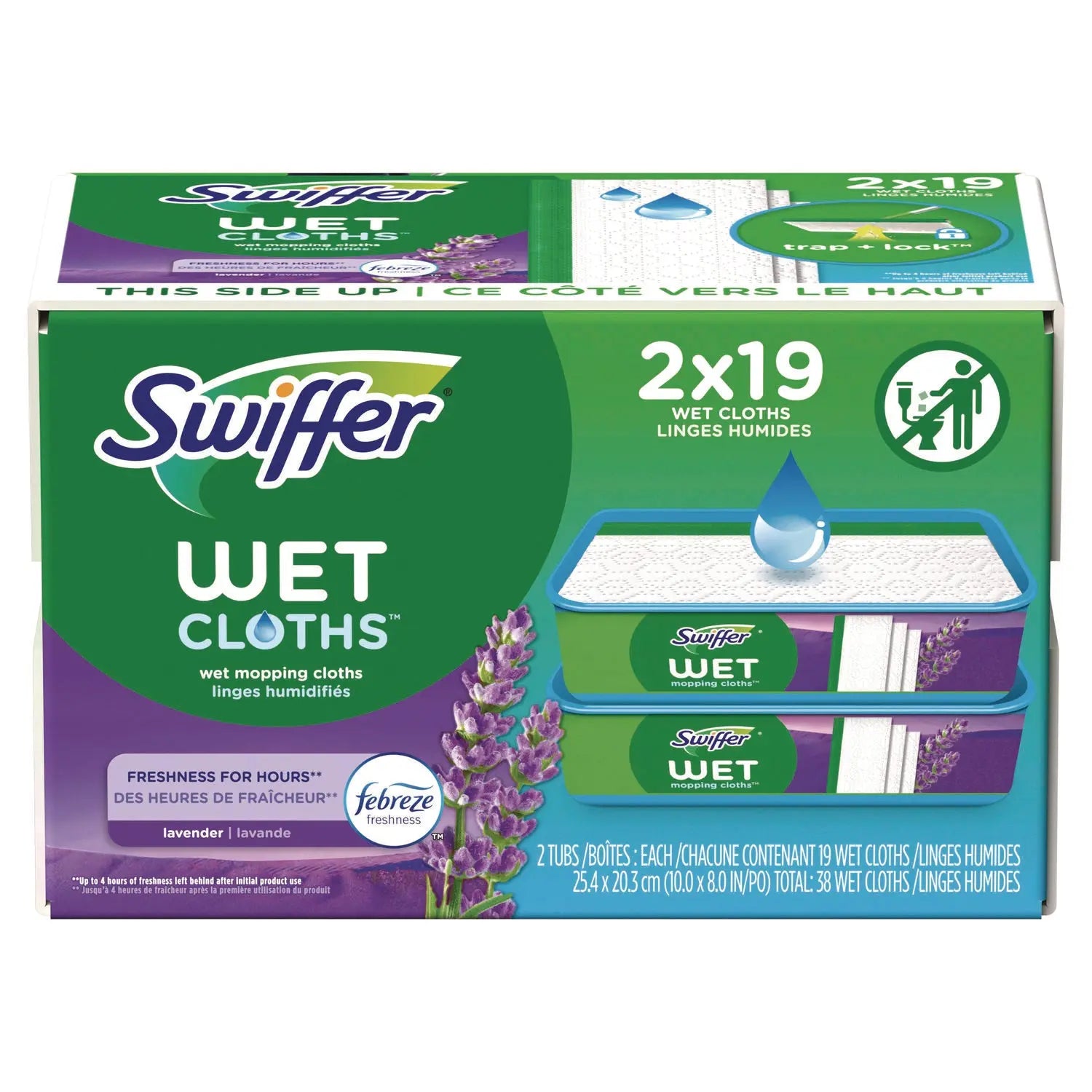 Sweeper TRAP + LOCK Wet Mop Cloth, 8 x 10, White, Lavender Scent, 38/Pack Swiffer® Flipcost