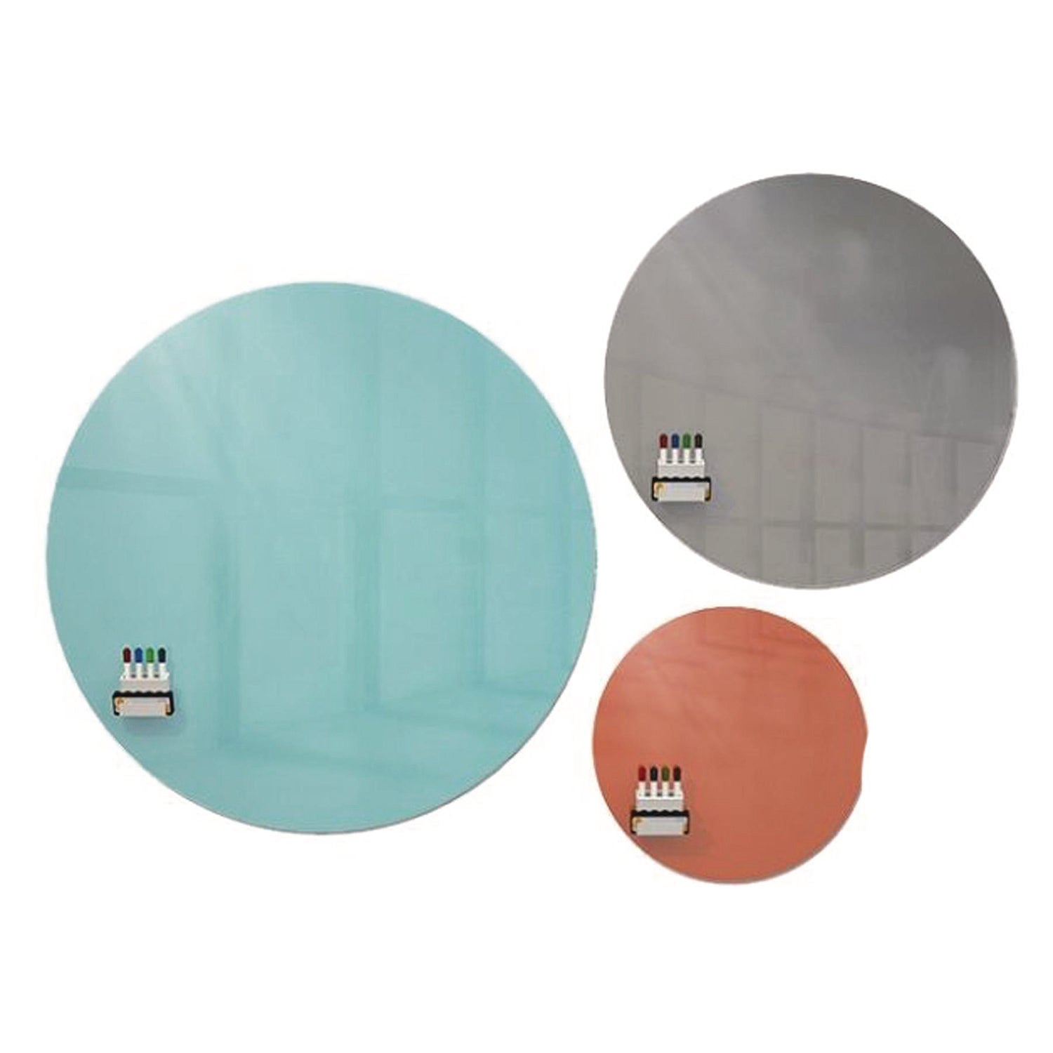 Ghent Coda Low Profile Circular Magnetic Glassboard, 24 x 24, Smoke Surface