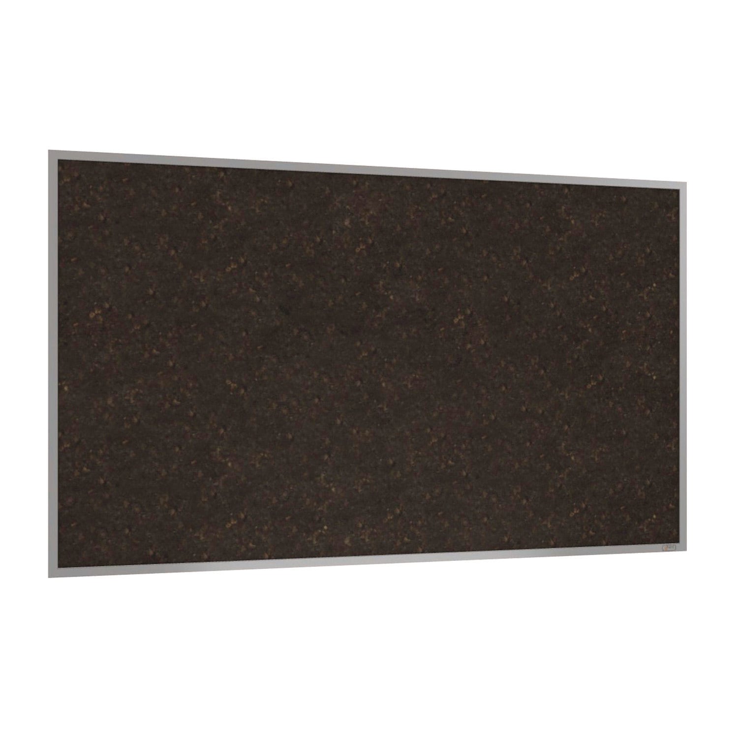 Ghent Natural Cork Bulletin Board with Aluminum Frame, 87.91" x 48.5", Chocolate Surface, Satin Aluminum Frame