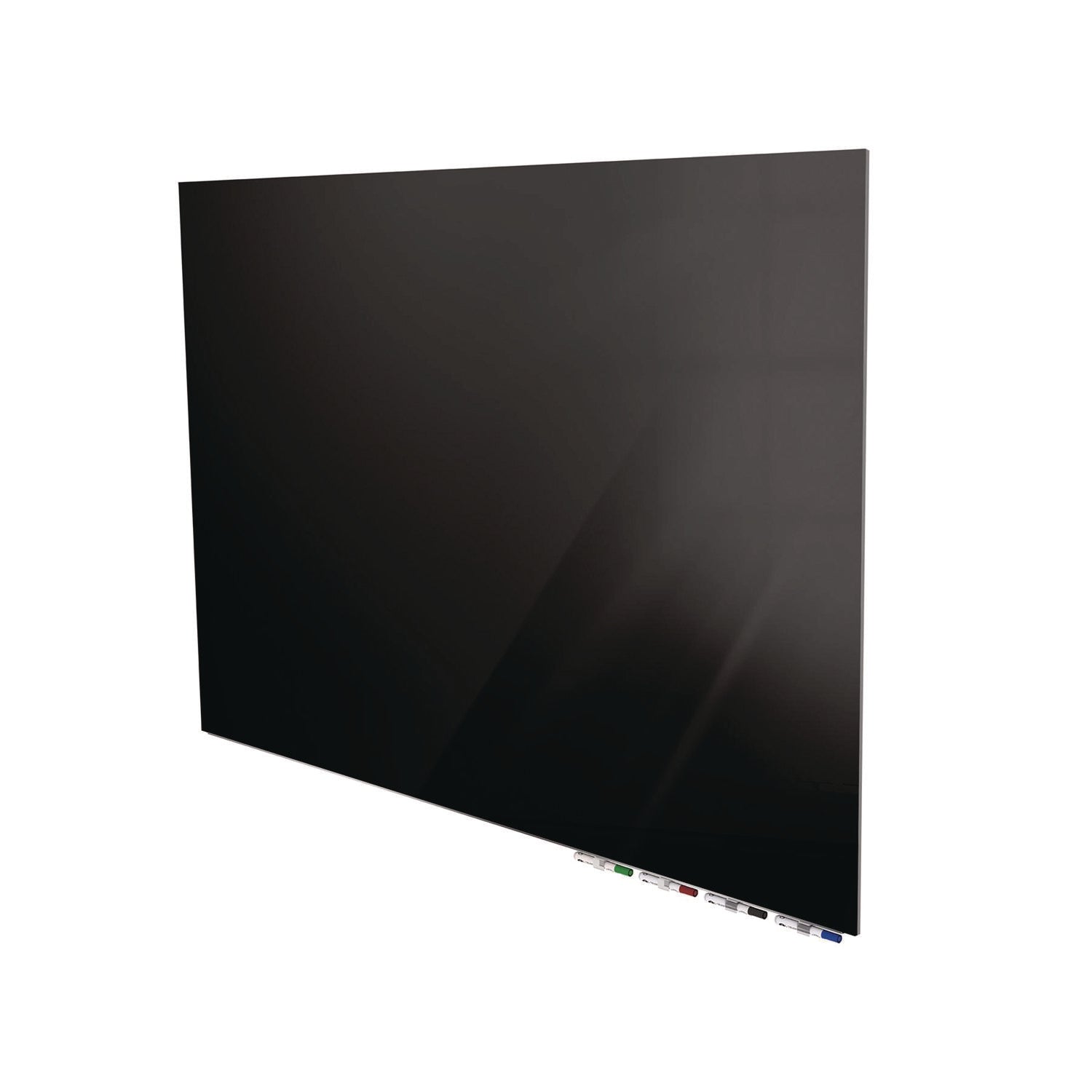 Ghent Aria Low-Profile Frameless Magnetic Glassboard, 36" x 24", Black Surface