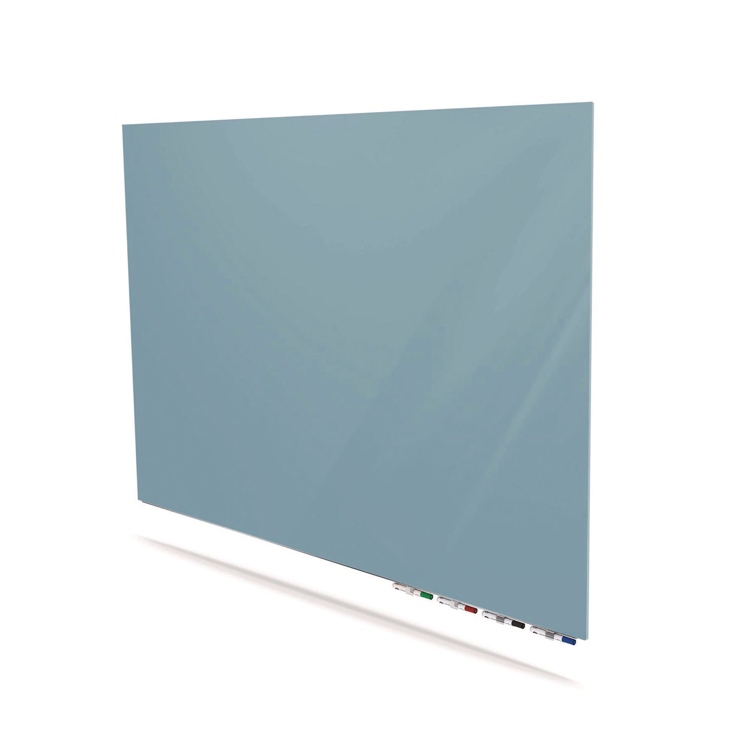 Ghent Aria Low-Profile Frameless Magnetic Glassboard, 48" x 36", Denim Blue Surface