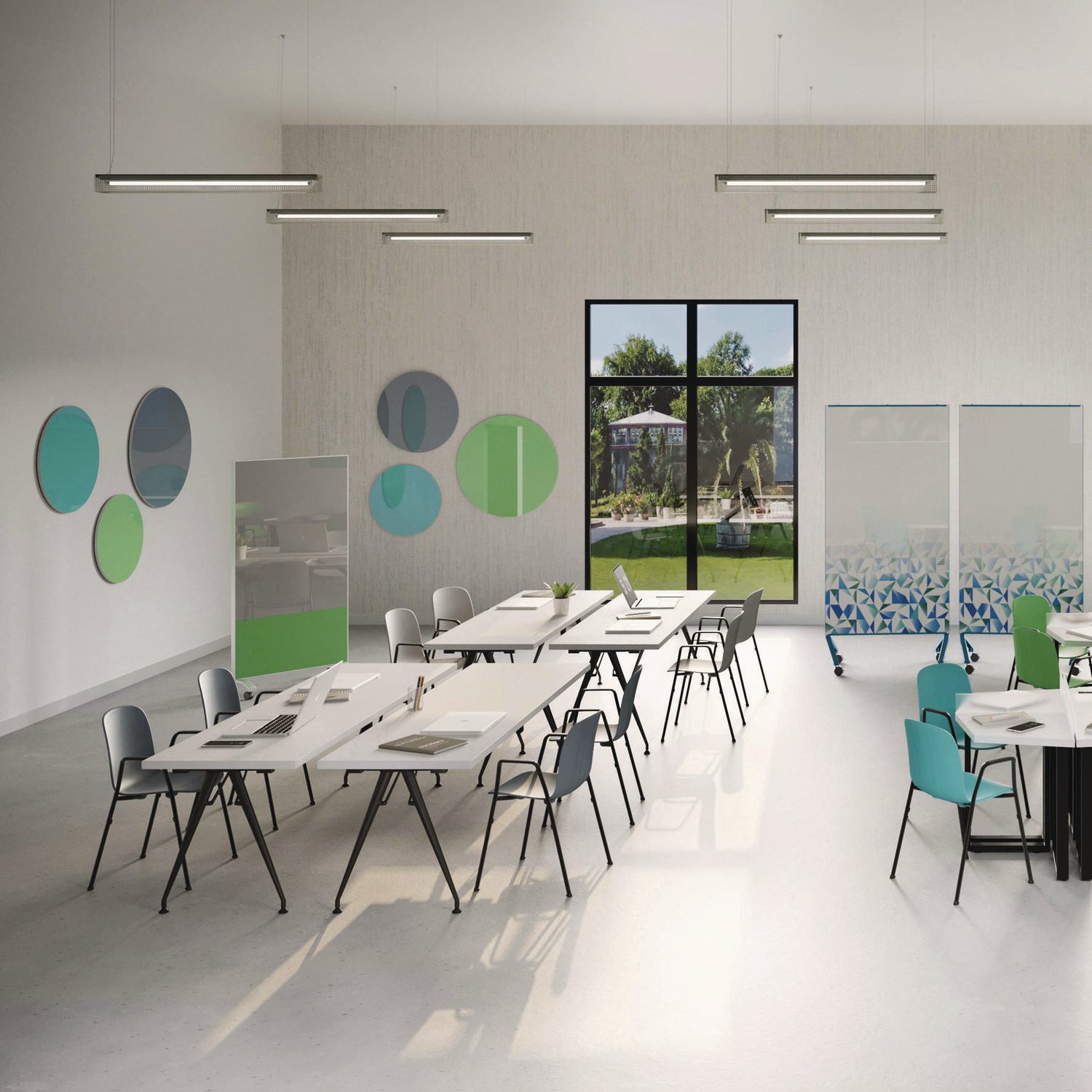 Ghent Coda Low Profile Circular Non-Magnetic Glassboard, 36 x 36, Smoke Surface