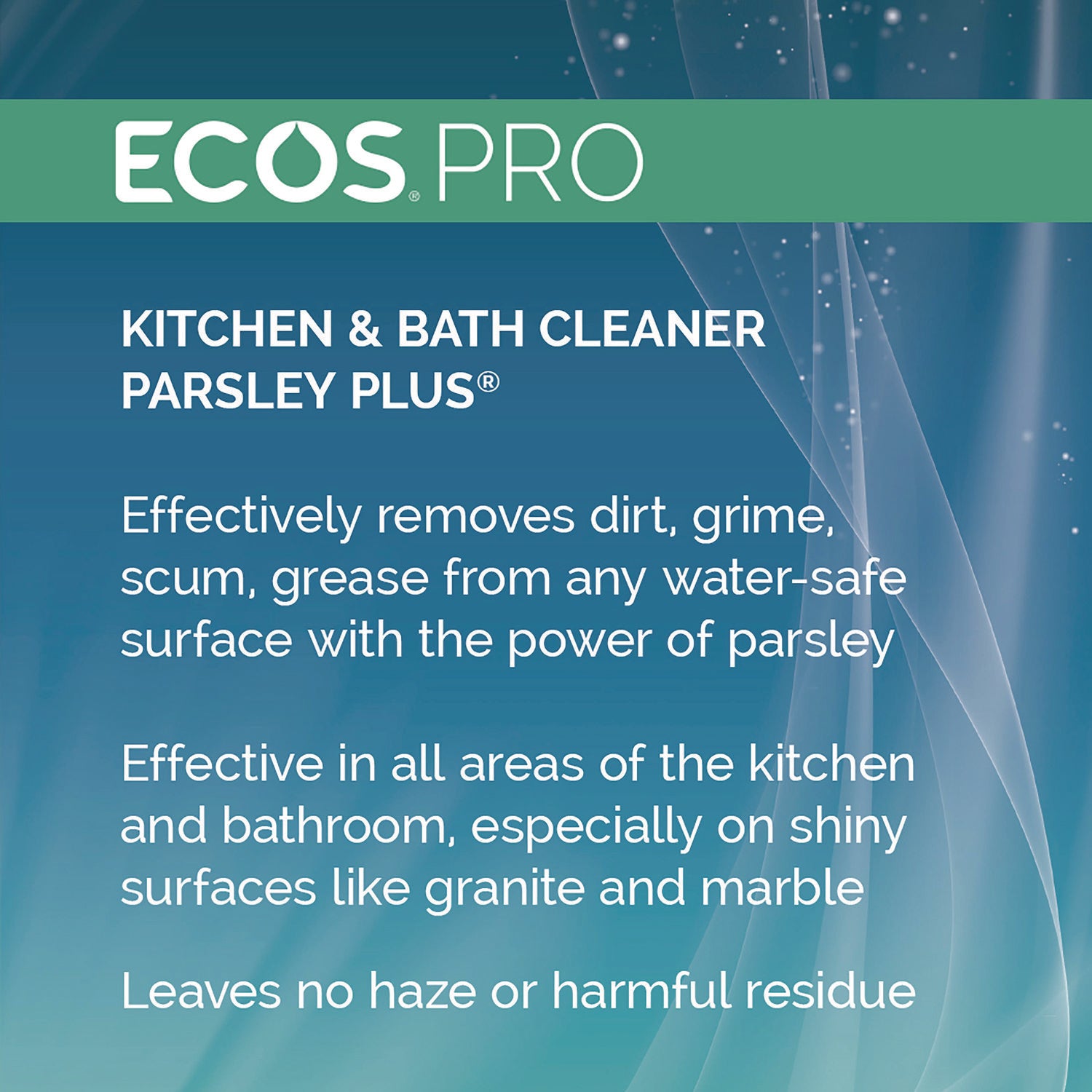 ECOS® PRO Parsley Plus All-Purpose Kitchen and Bathroom Cleaner, Herbal Scent, 1 gal Bottle, 4/Carton